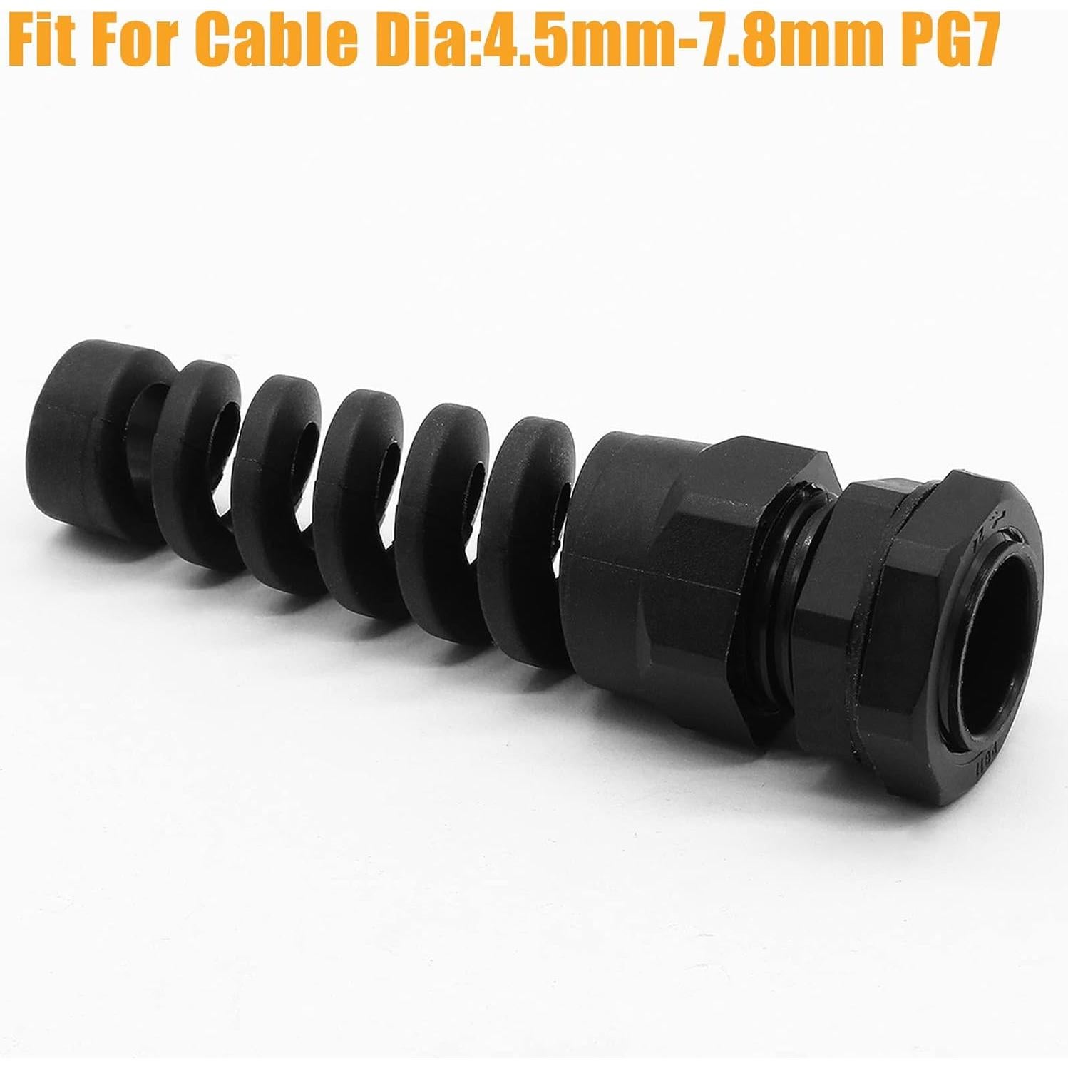 2 Piezas Cable Gland PG7 Rierdge Impermeable IP68 para Cable 4.5-7.8mm