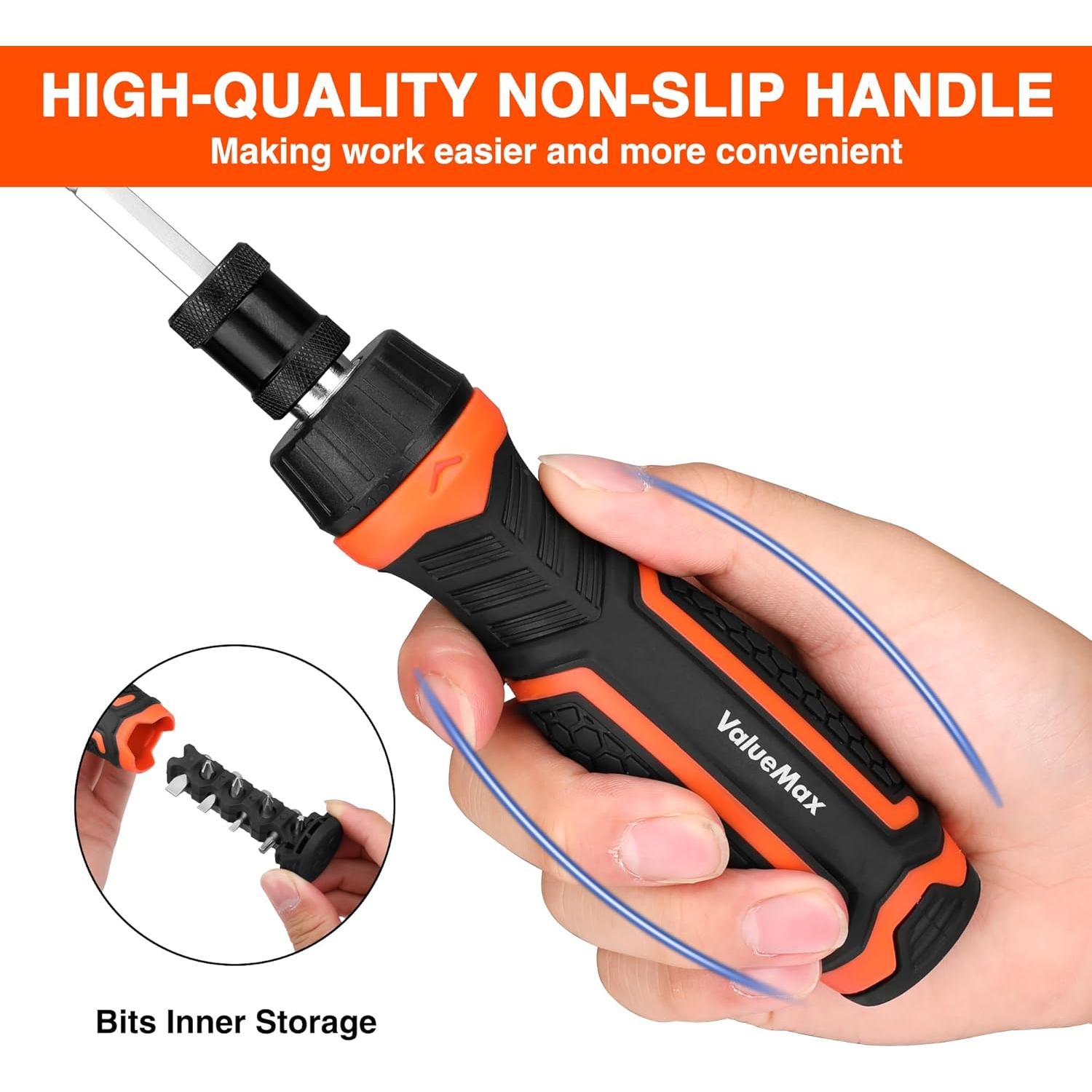 Destornillador Trinquete ValueMax 9 en 1, Mango Antideslizante