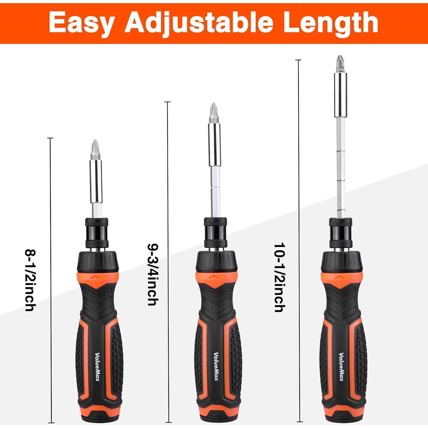 Destornillador Trinquete ValueMax 9 en 1, Mango Antideslizante