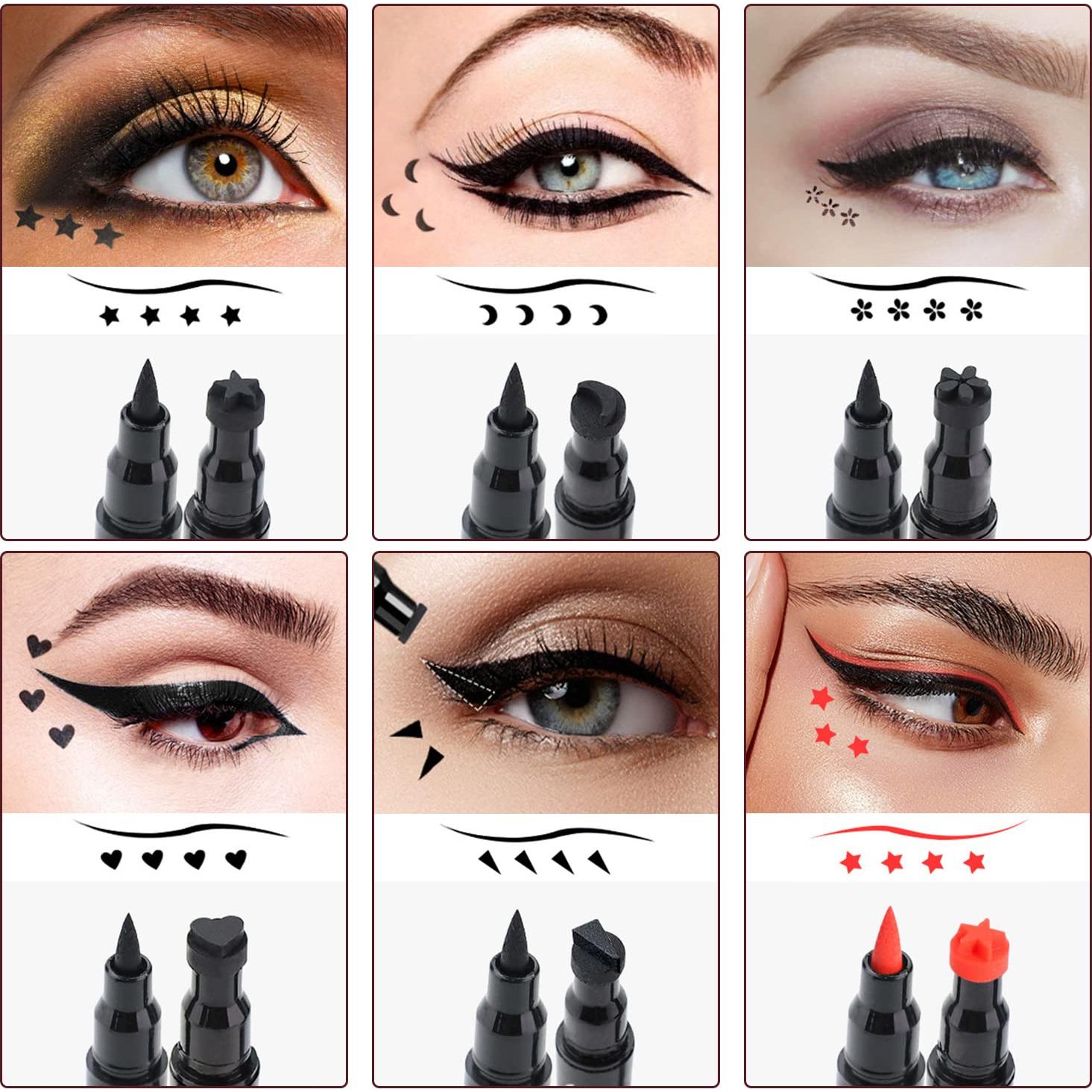 Delineador Impermeable Doble Cara Pinkiou 6 en 1 con Sello