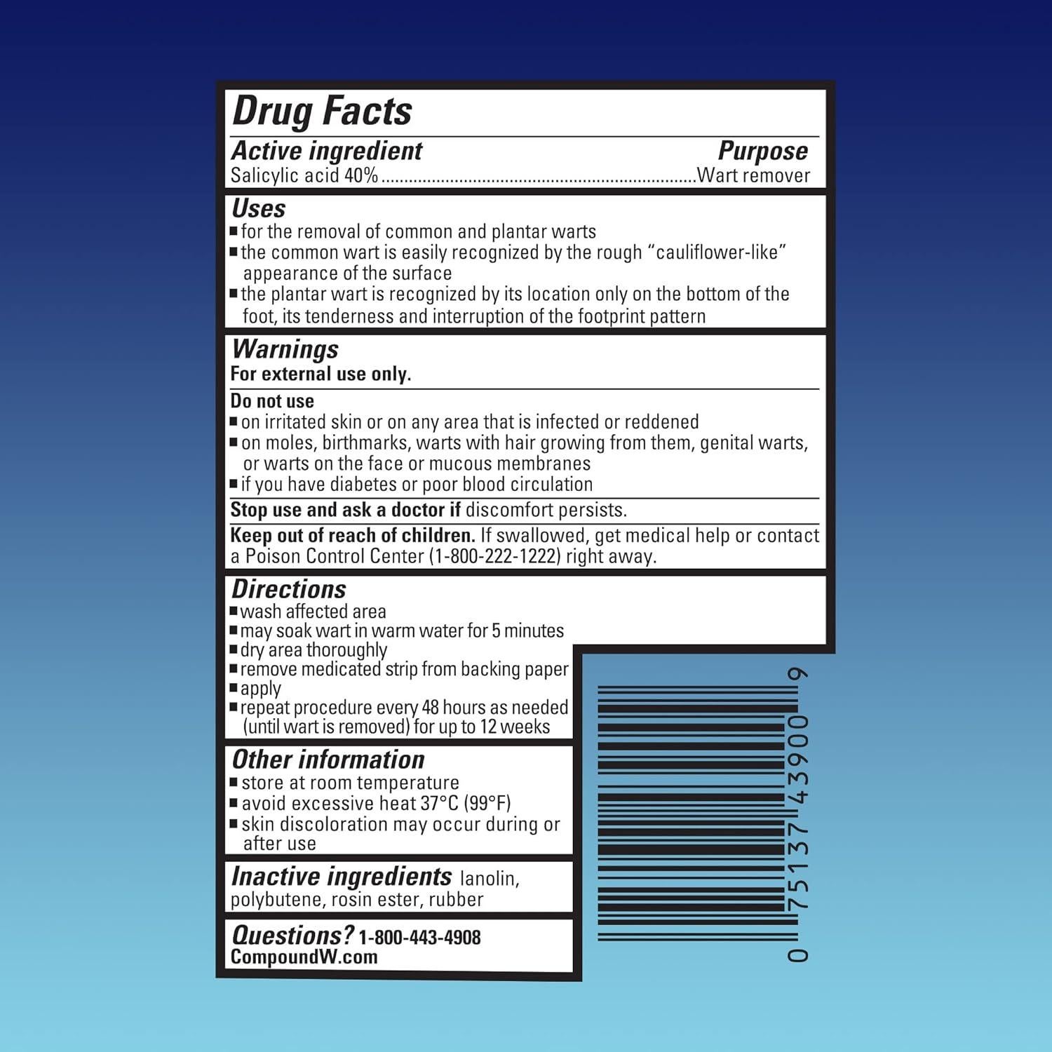 Tiras Invisibles para Verrugas Compound W Máxima Fuerza 14 Unidades