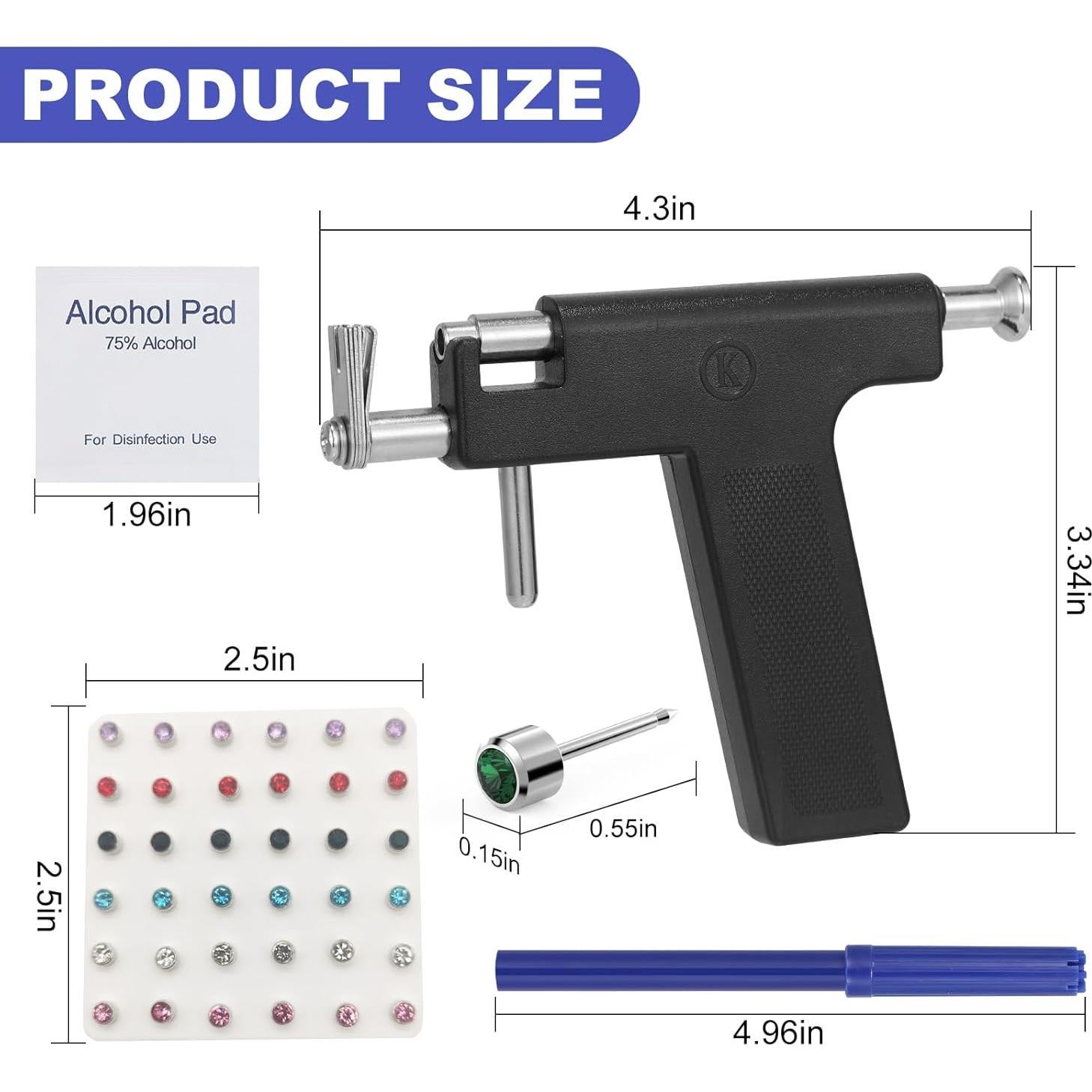 Kit de Perforación de Oídos MRFuYtng con 72 Studs de Zirconio