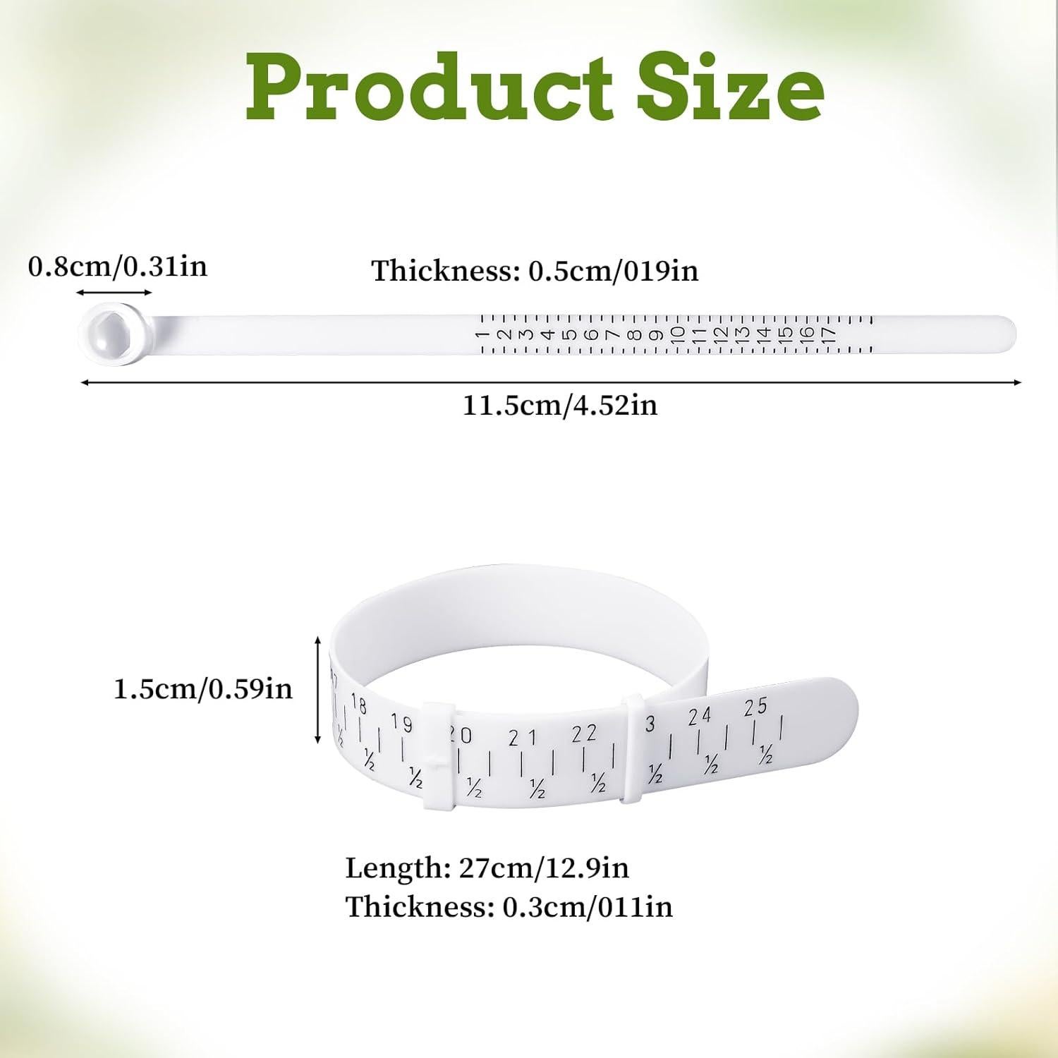 Juego de Medidores de Anillo y Pulsera Ptwola - Tamaño Universal 1-17 US