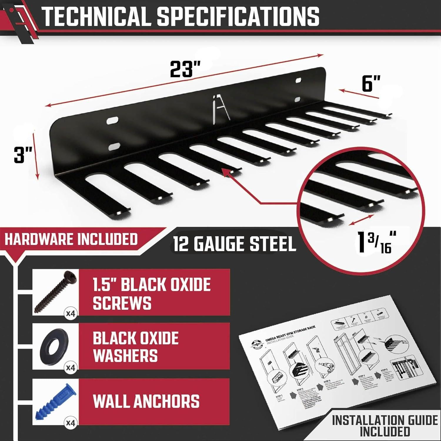 Estante de Almacenamiento de Gimnasio IRON AMERICAN Omega 11 Ganchos