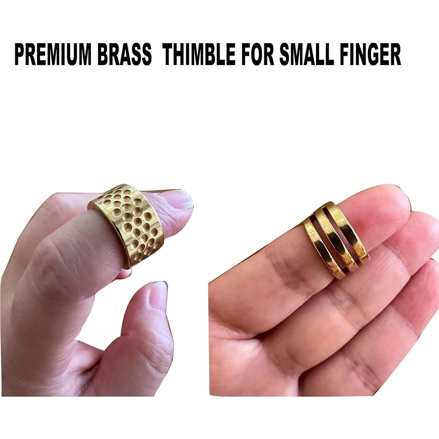 (2 Pcs) Brass Thimbles -Thickened and Durable Needlework Finger Protectors -Size:S