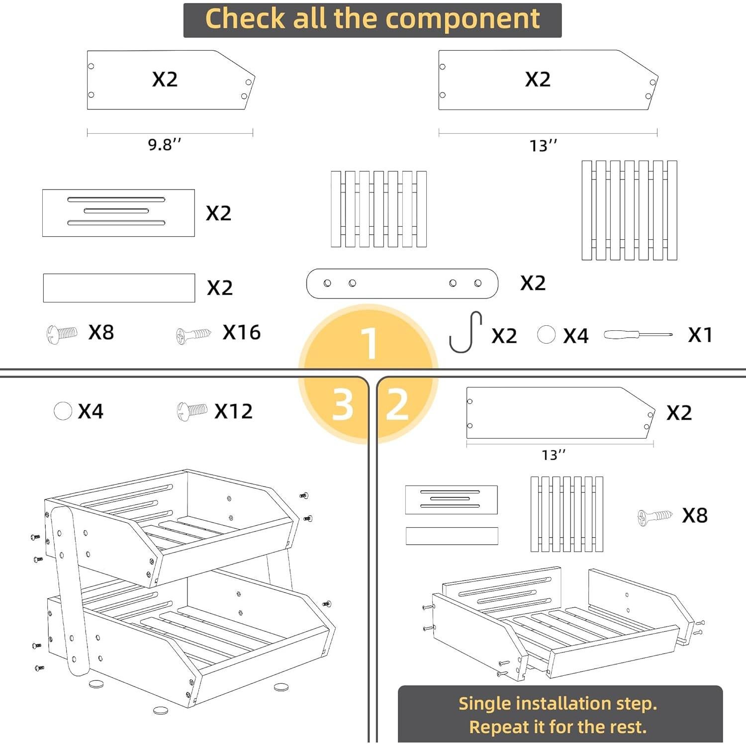 Cesta de Frutas de Bambú 2 Niveles Hellojin - Organizador Cocina