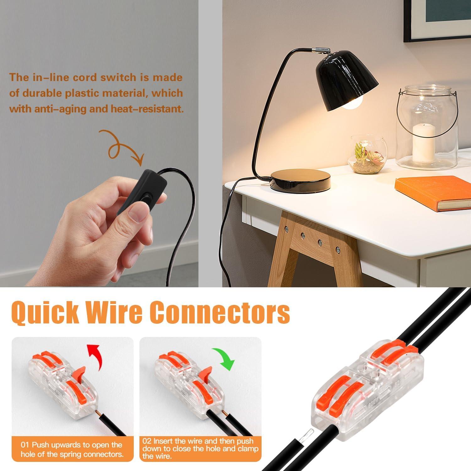 Cable de lámpara Asjeumt con interruptor 2.45m negro SPT-2