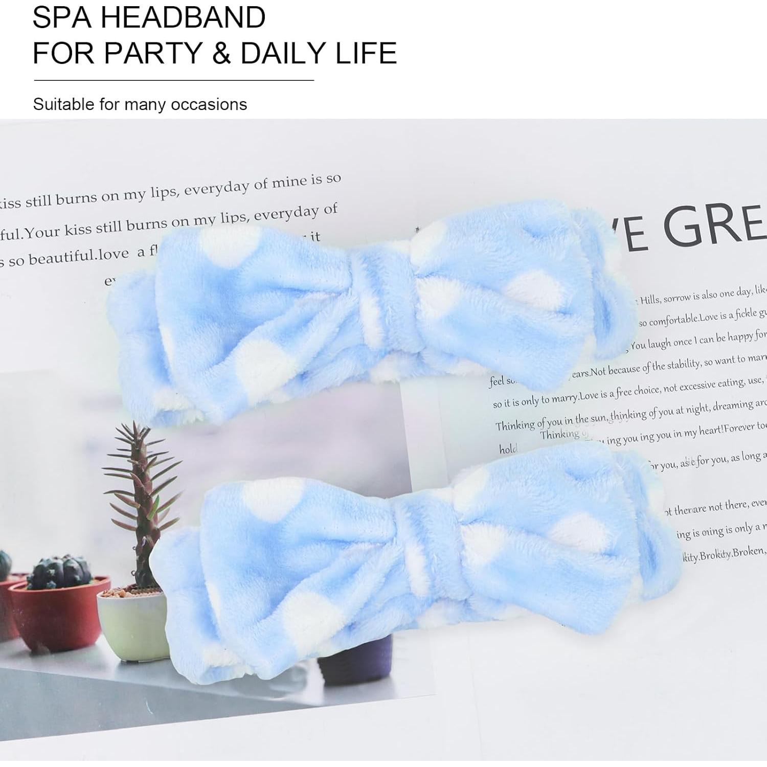 Diademas de Spa CIEHER 8 Pcs Punto Azul para Mujeres y Niñas