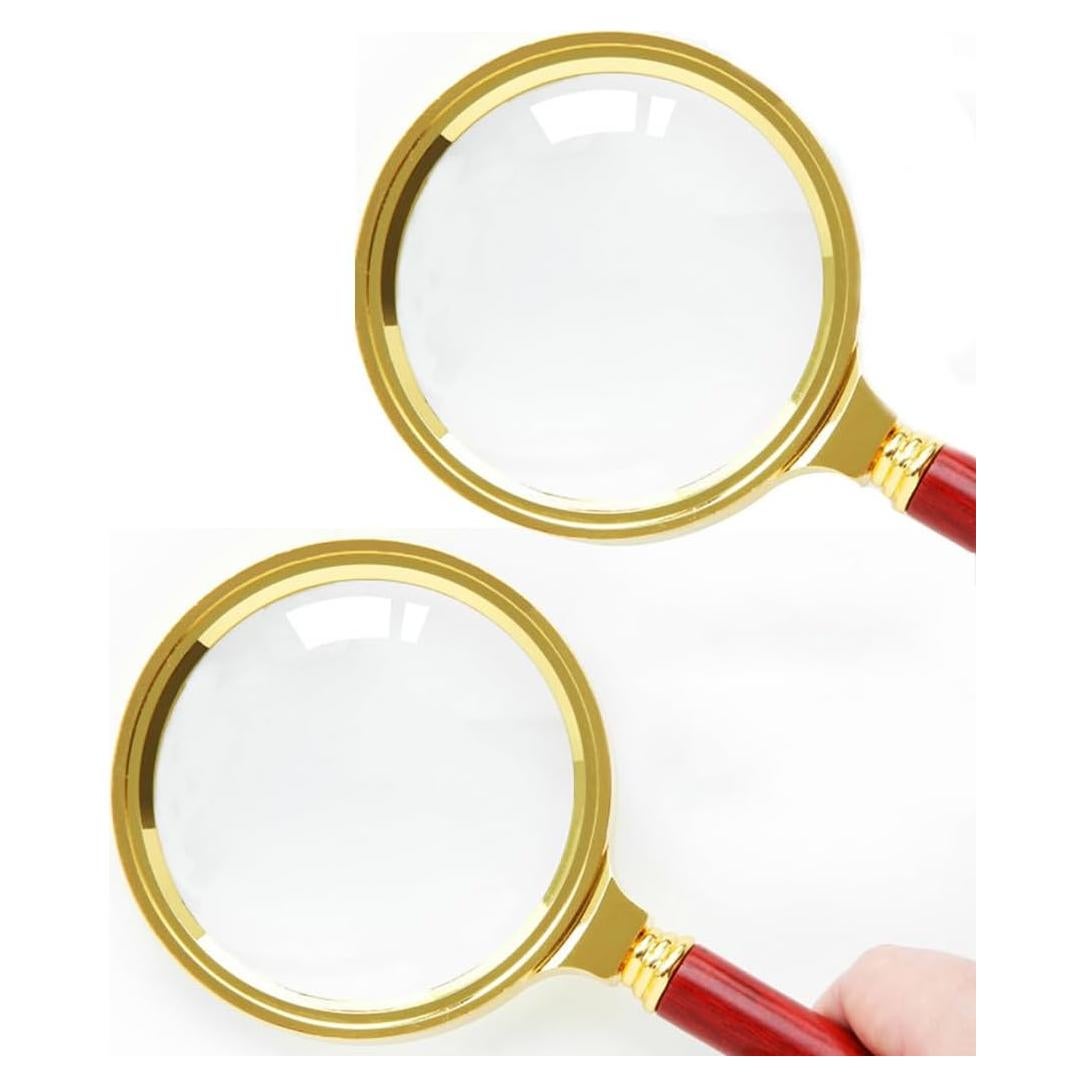 Lupa de Mano 6X COCOMK - 2 Pcs, Color Rojo, Vidrio