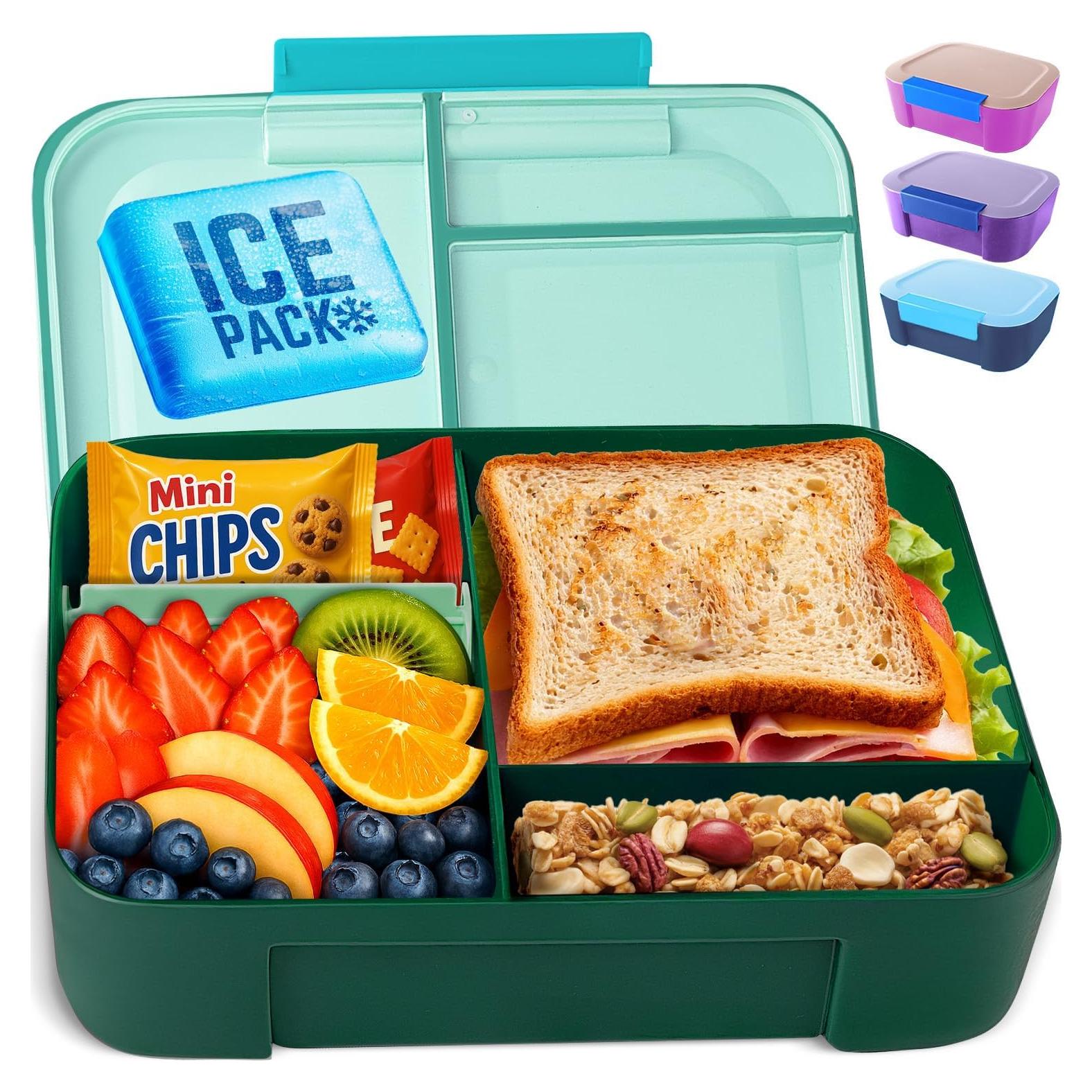 Caja de Almuerzo KARRICO Verde 3 Compartimentos 2.43L A Prueba de Fugas