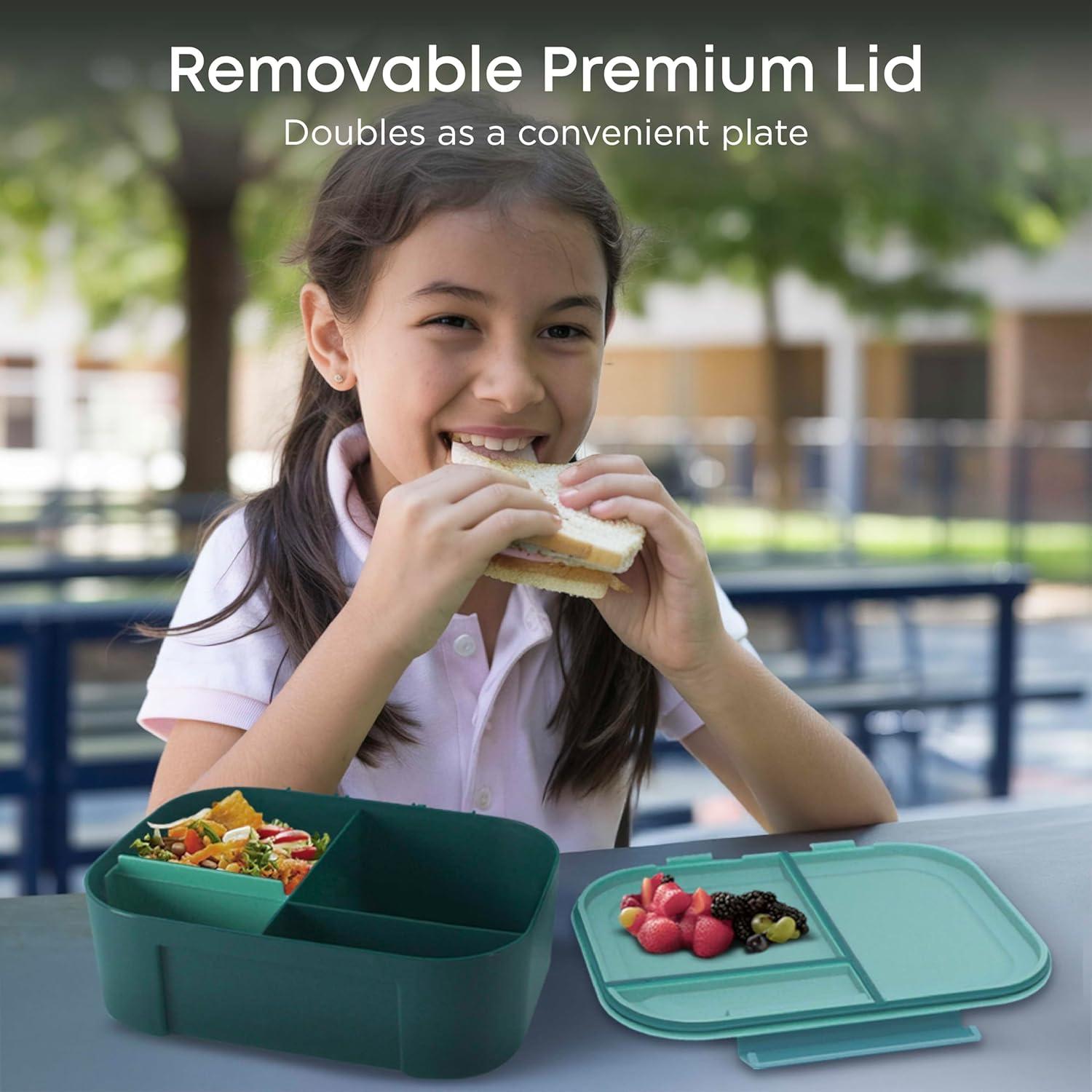 Caja de Almuerzo KARRICO Verde 3 Compartimentos 2.43L A Prueba de Fugas