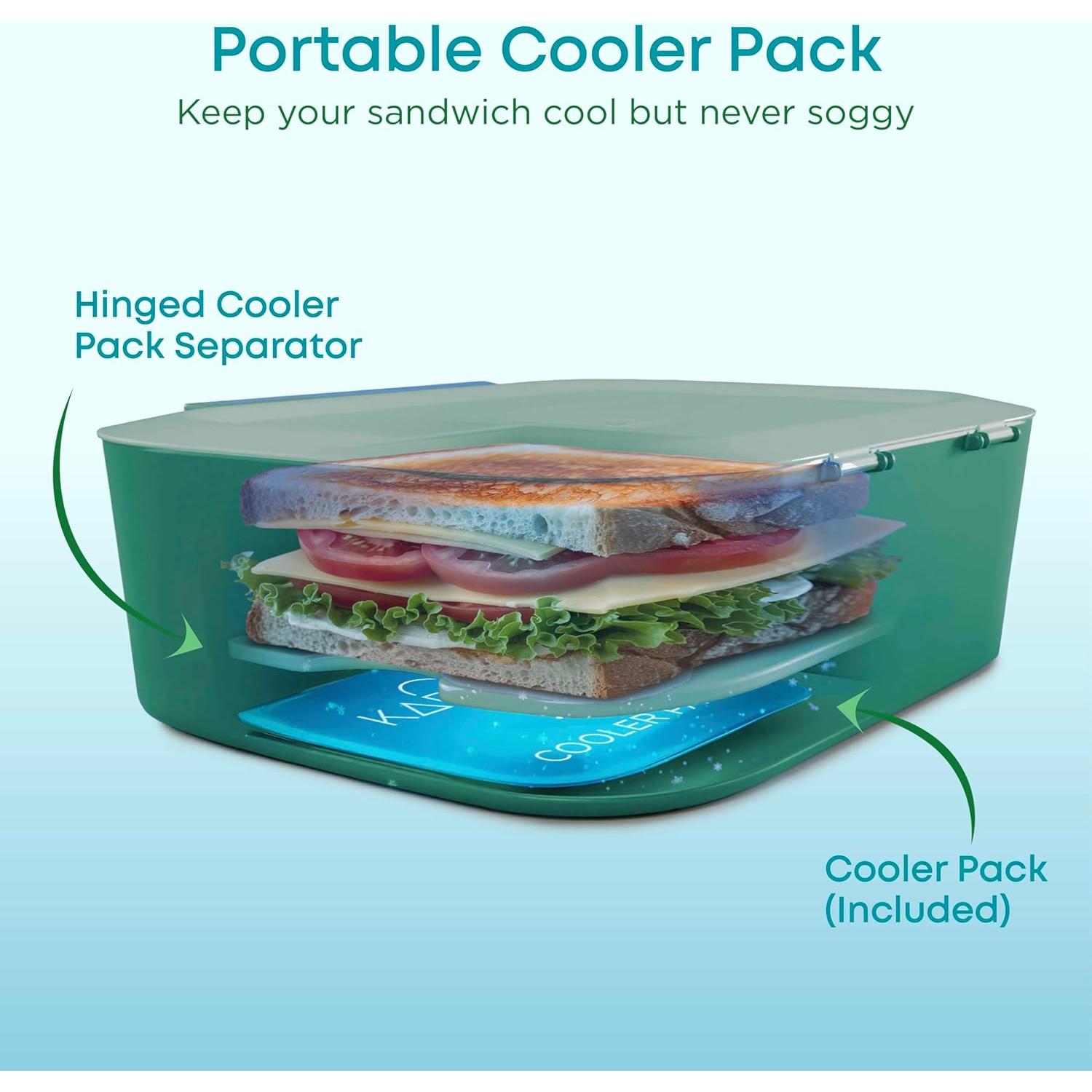 Caja de Almuerzo KARRICO Verde 3 Compartimentos 2.43L A Prueba de Fugas