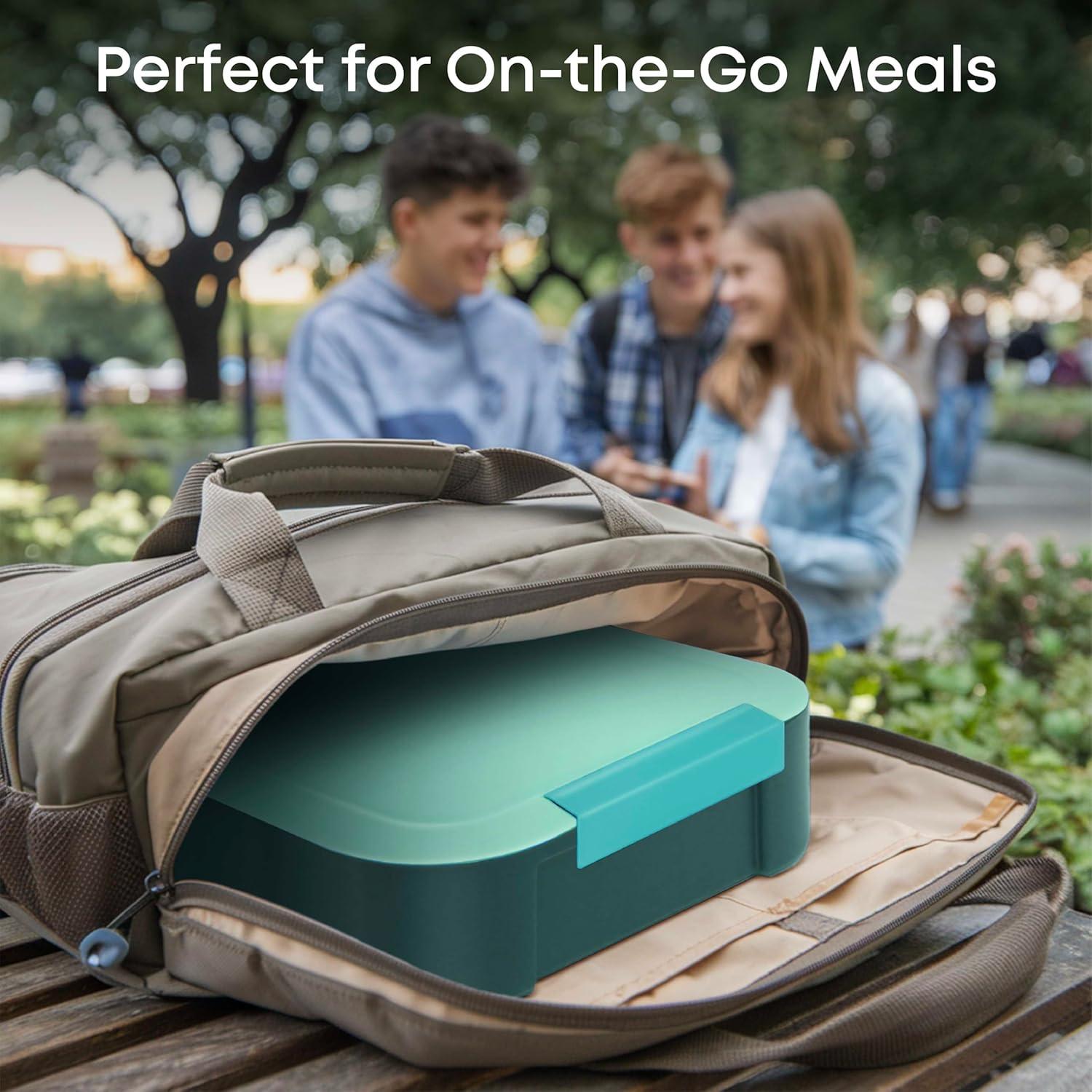 Caja de Almuerzo KARRICO Verde 3 Compartimentos 2.43L A Prueba de Fugas