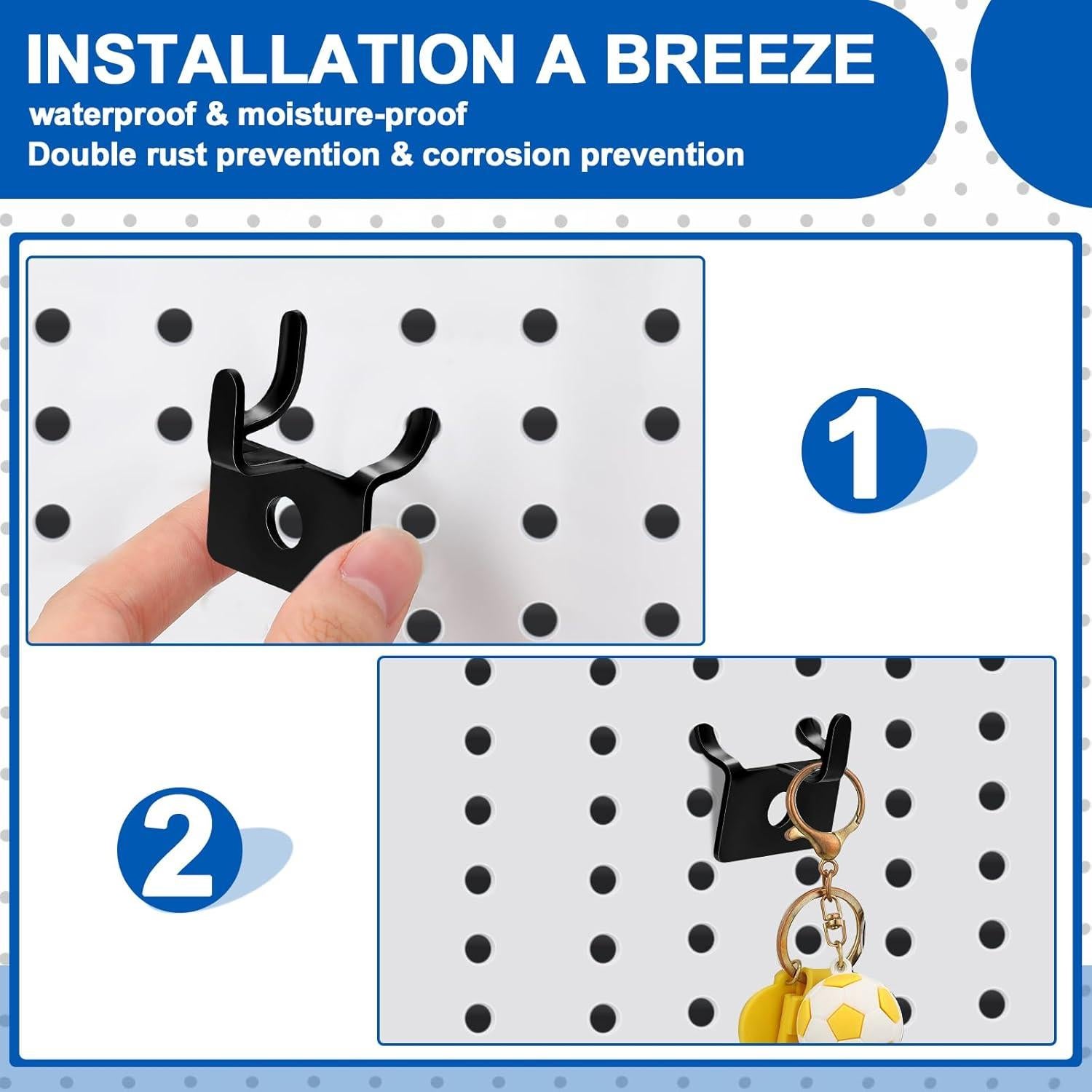 Ganchos de Tablero de Clavos Metal Tandefio 25 Pcs Negro