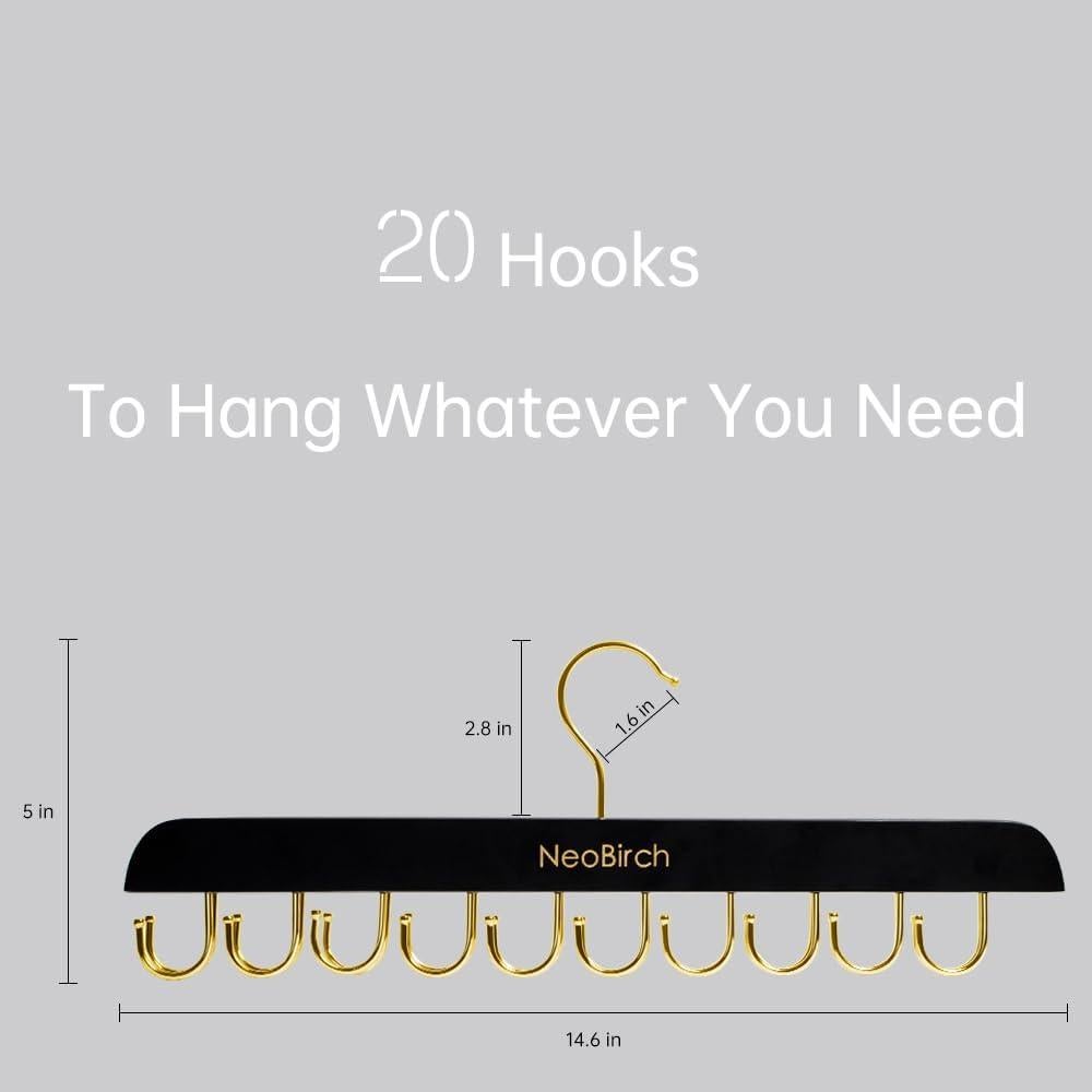Perchero organizador NeoBirch con 20 ganchos plegables negros