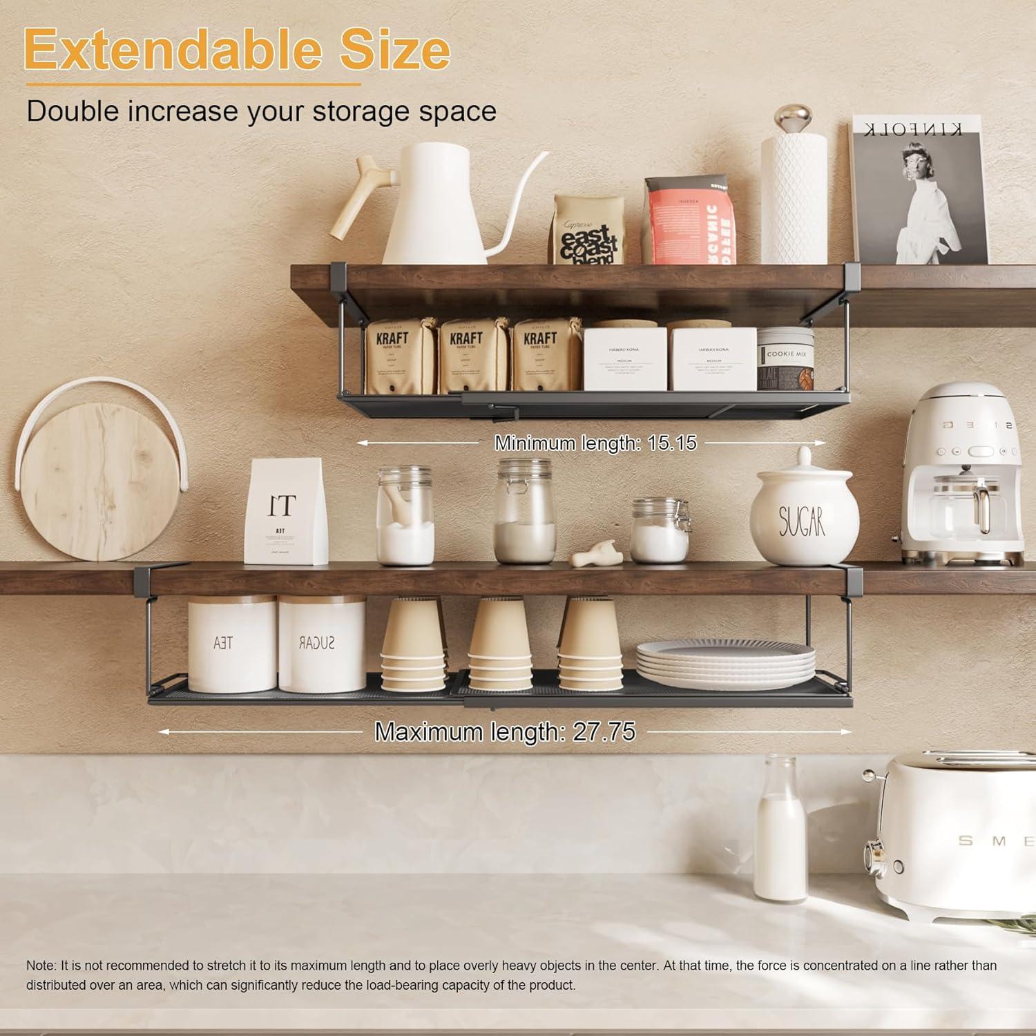 Organizador Bajo Estante YOLOPARK Extensible 70.49 cm Negro