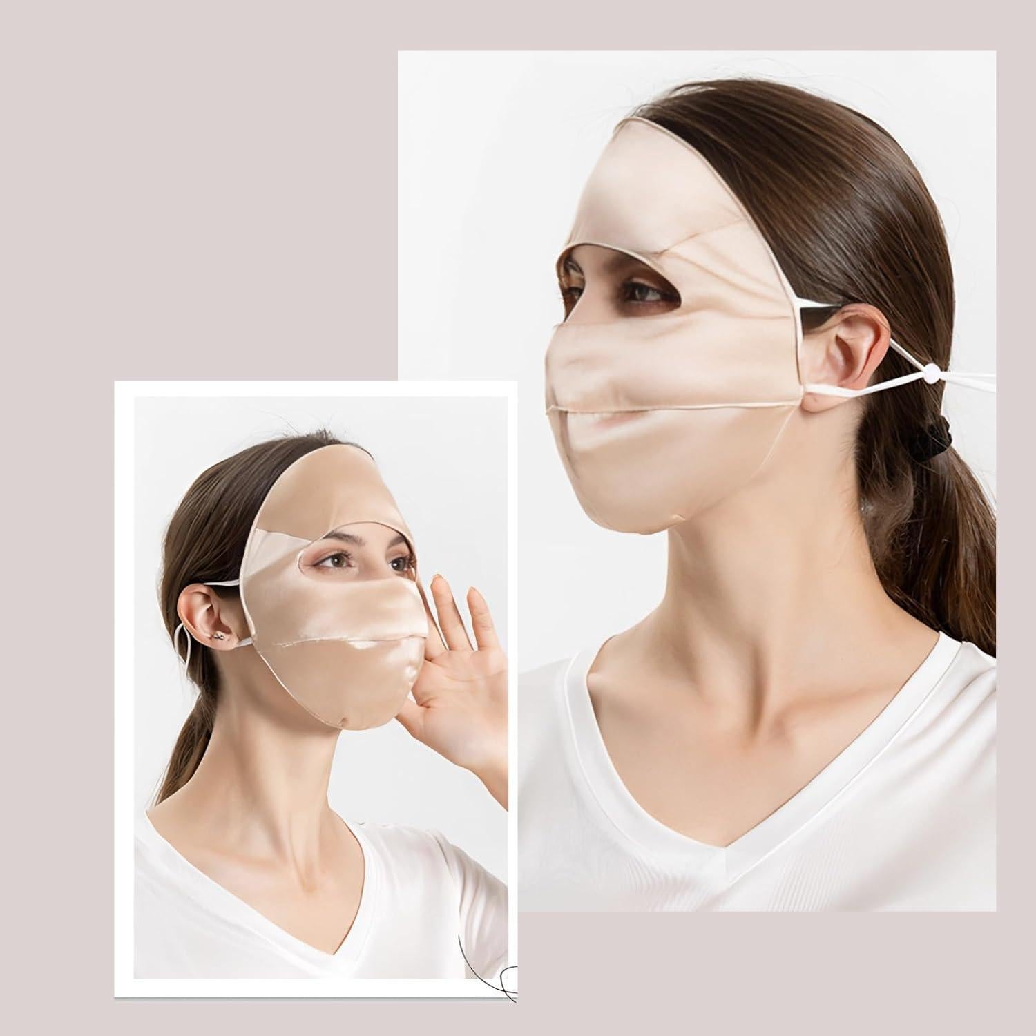 Mascarilla de Seda de Morera UPF 50+ Oro Champán para Mujeres