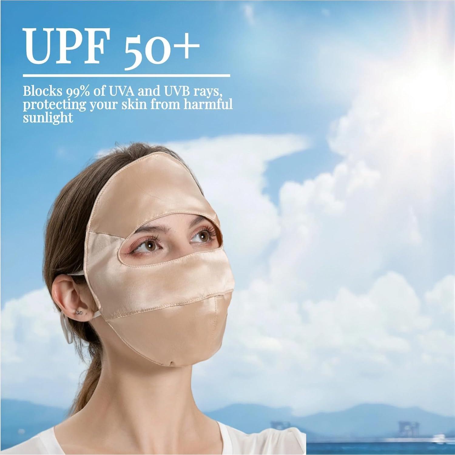 Mascarilla de Seda de Morera UPF 50+ Oro Champán para Mujeres
