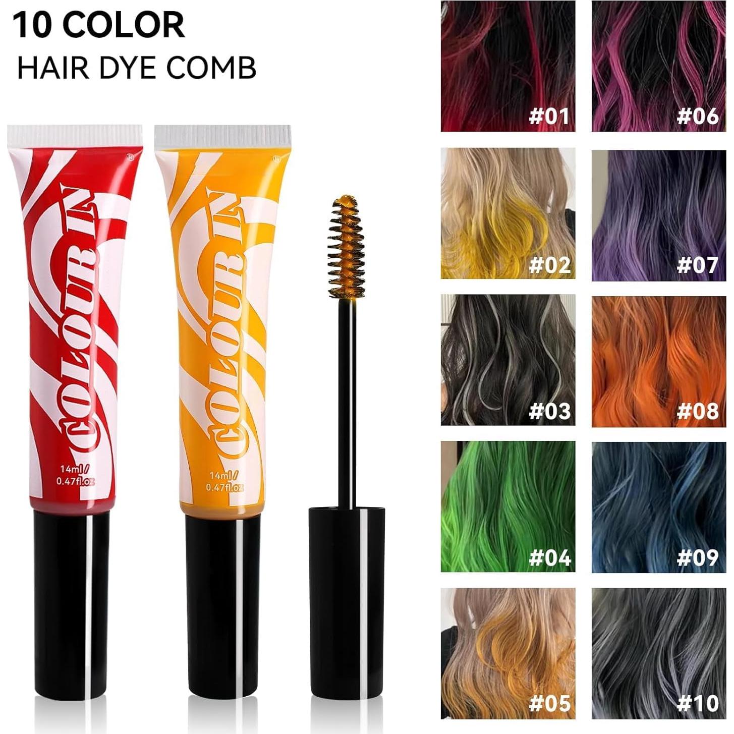 Disposable Hair Dye Color Comb, DIY Natural Hairstyle Cream, Colored Mascara, Washable Easily Cleaning Disposable Hair Wax for Festival Daily Boys Teen Girls Hair Dye(01#RED, 1 OZ)