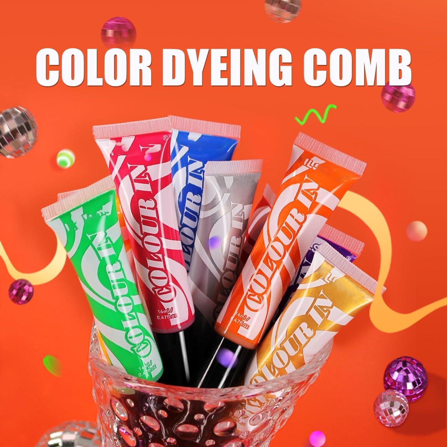 Disposable Hair Dye Color Comb, DIY Natural Hairstyle Cream, Colored Mascara, Washable Easily Cleaning Disposable Hair Wax for Festival Daily Boys Teen Girls Hair Dye(01#RED, 1 OZ)