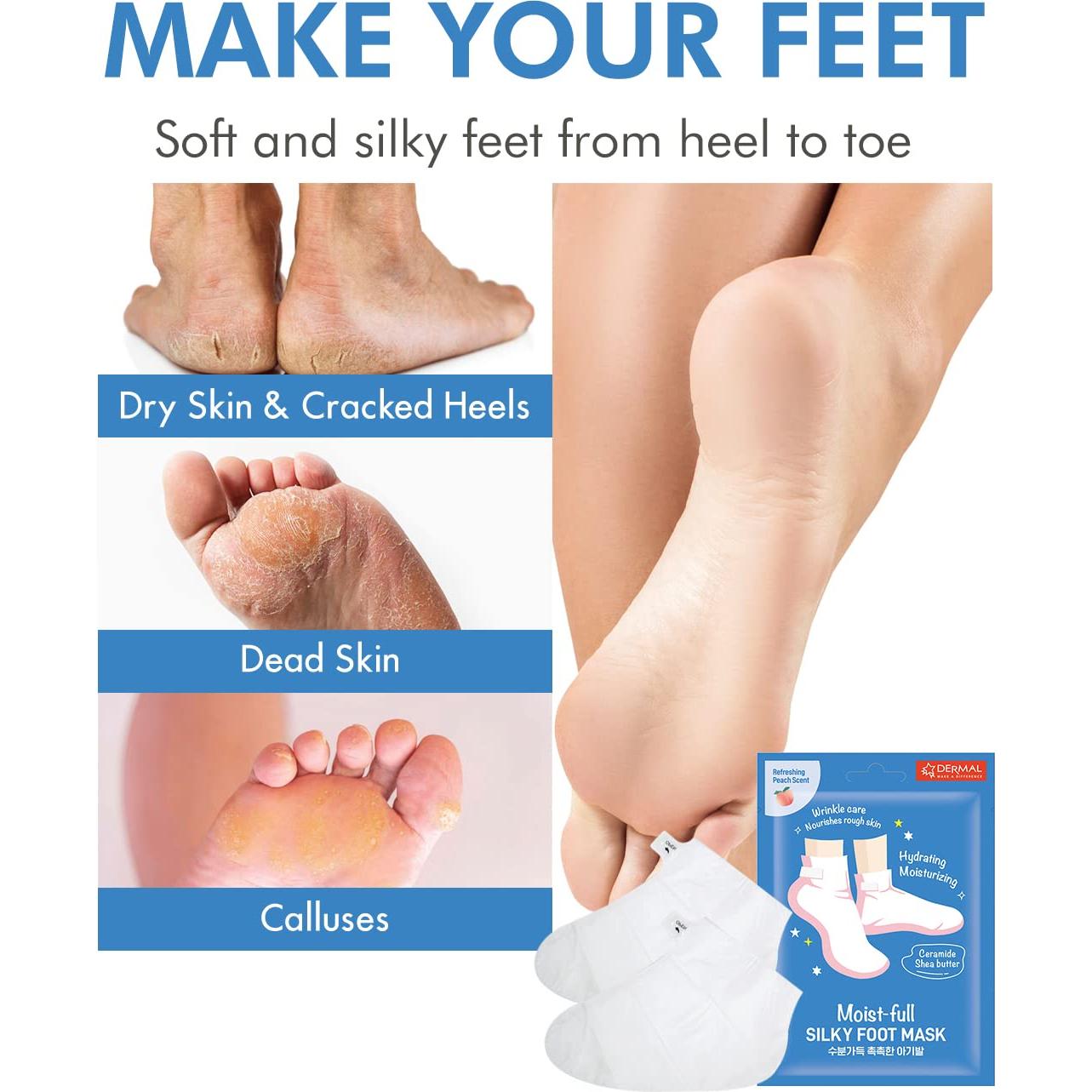 Mascarillas Hidratantes para Pies y Manos DERMAL 6 Pack