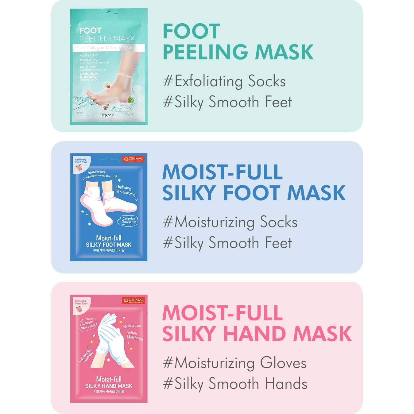 Mascarillas Hidratantes para Pies y Manos DERMAL 6 Pack