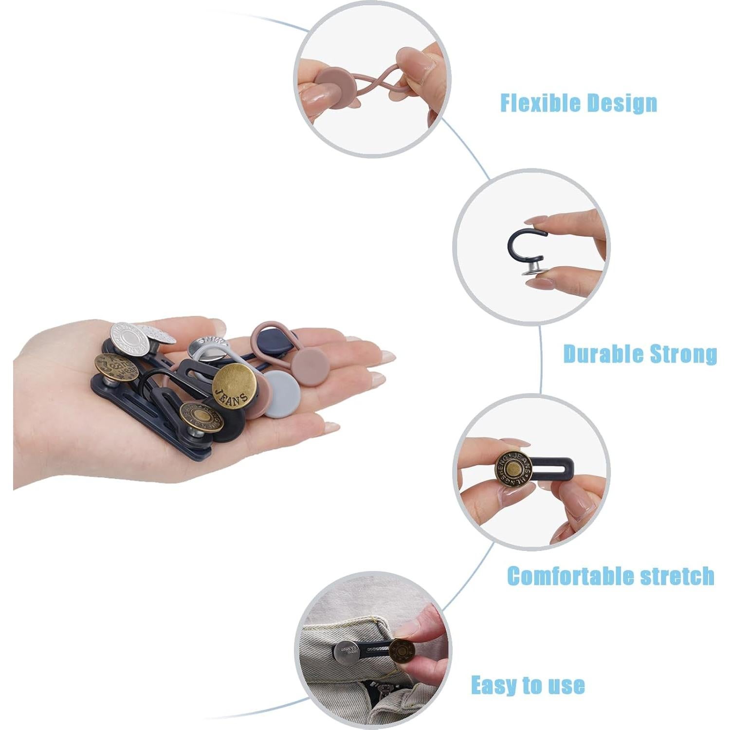 Extensores de Botón para Jeans Kikazarru - 16 Piezas Ajustables