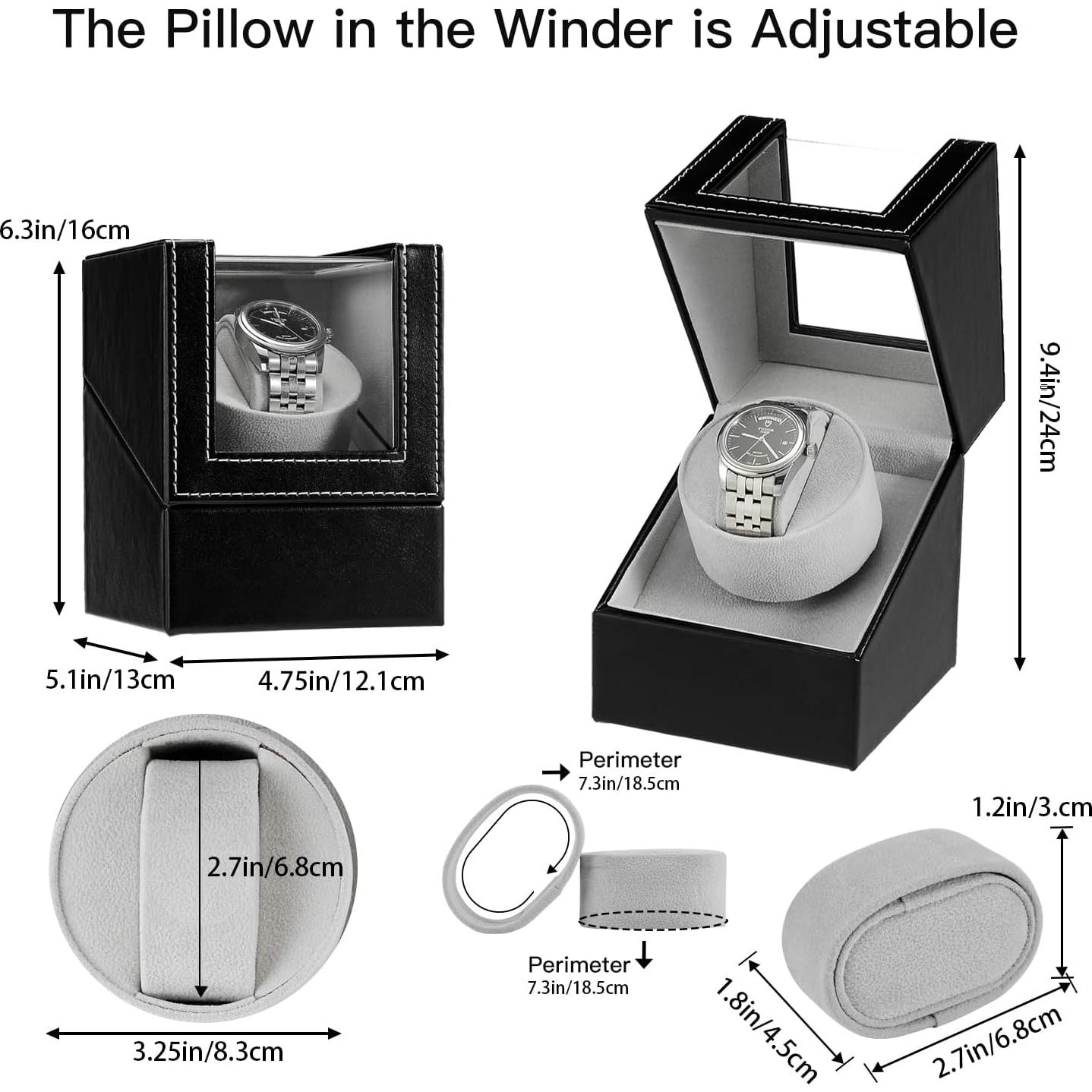 Enrollador de Reloj Automático LINGFANSTORE Cuero Negro