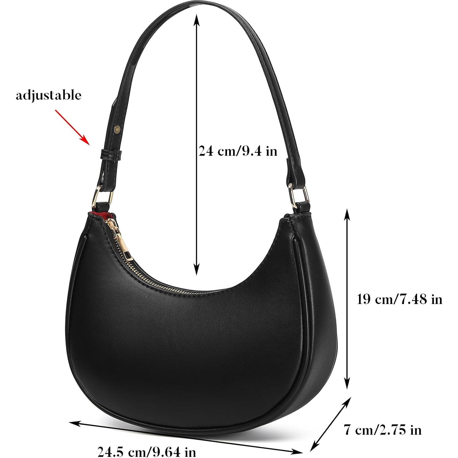 Bolso de Mano Barabum Hobo Clutch Negro con Cierre Cremallera