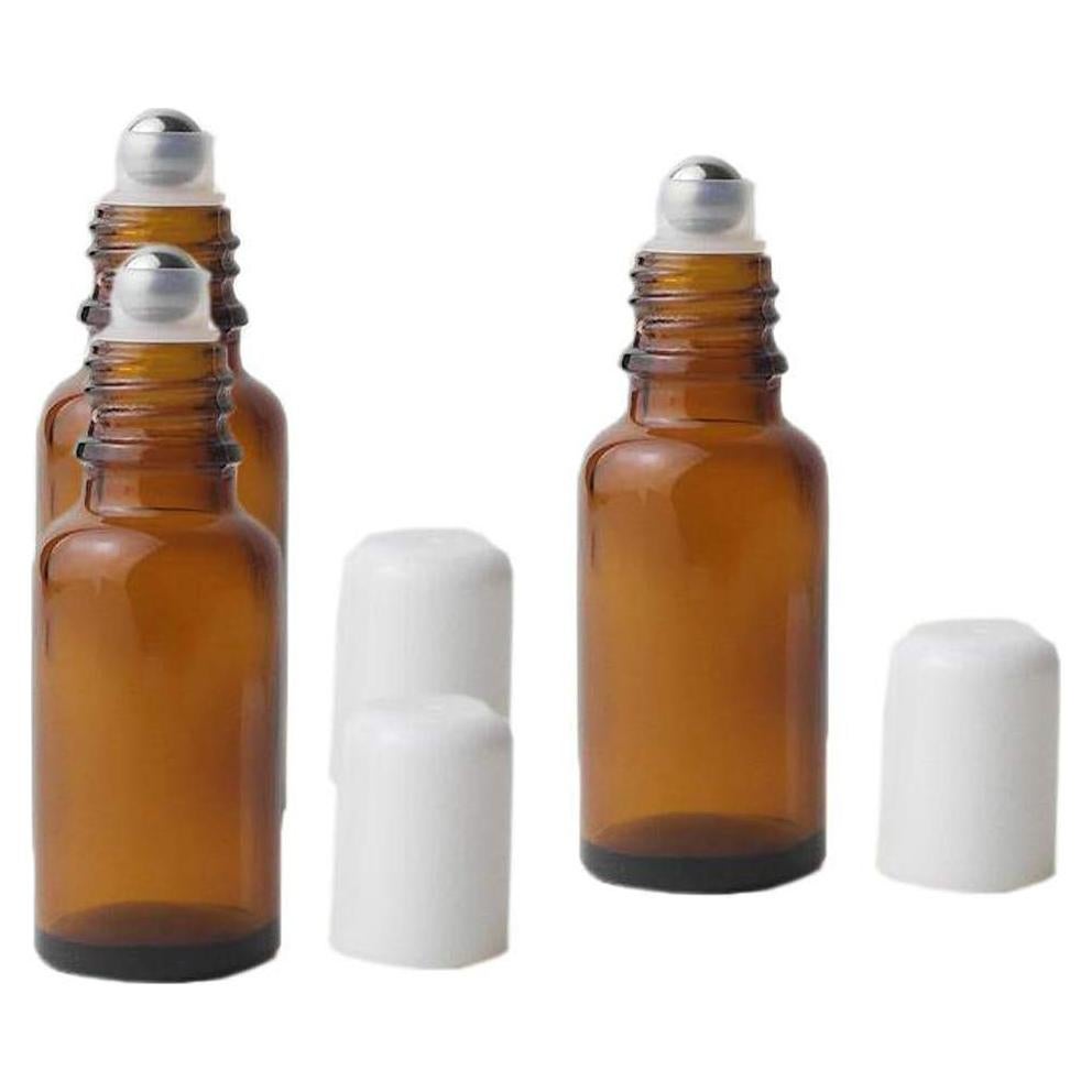 3 Botellas de Rodillo de Vidrio Ámbar 20ml Erioctry