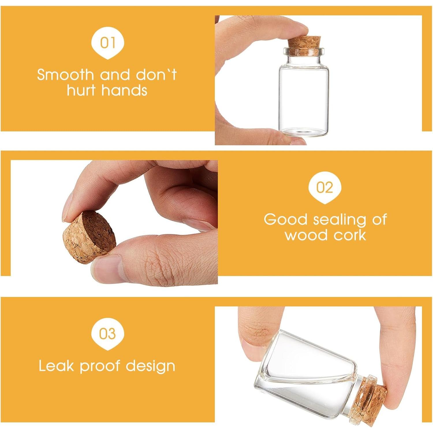 Gerrii 100 Mini Botellas de Vidrio 20ml con Tapones de Madera