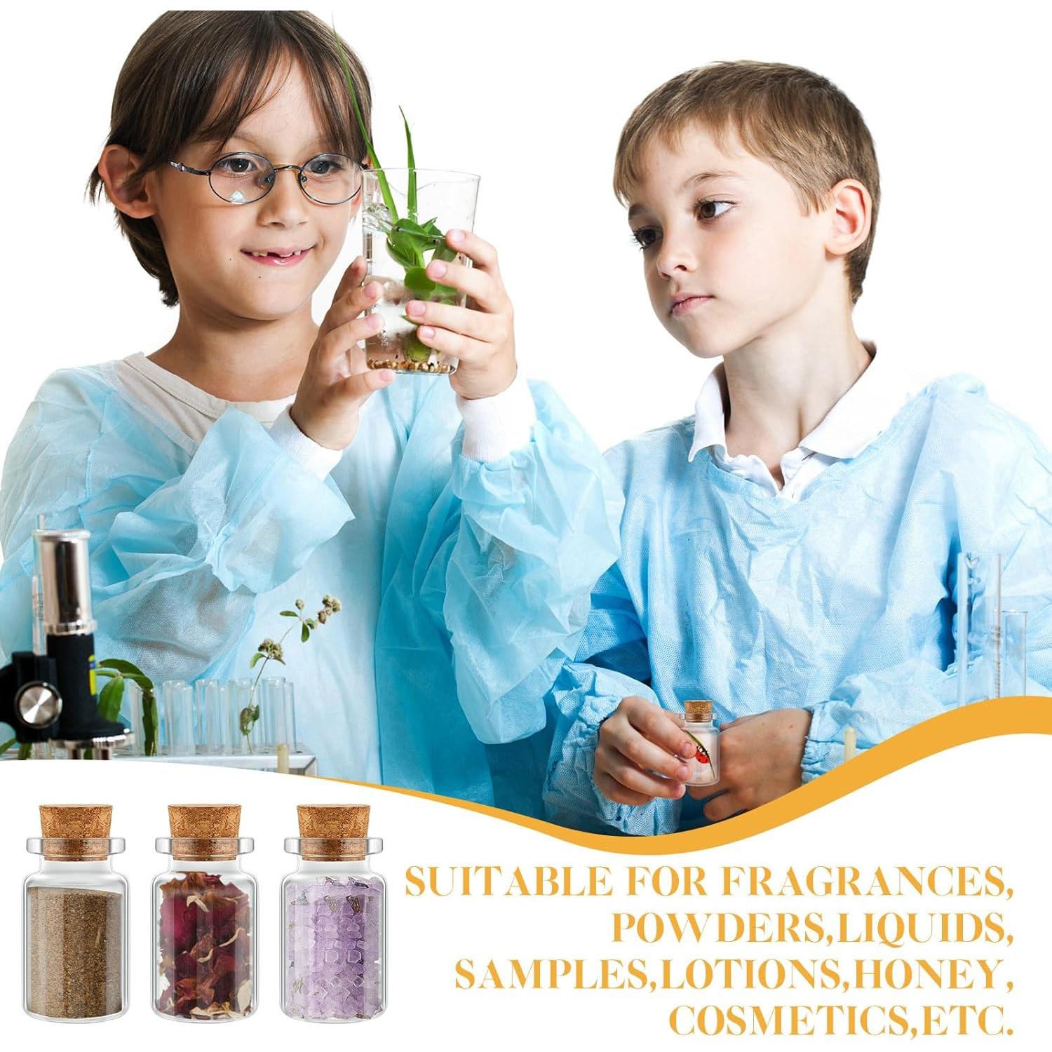 Gerrii 100 Mini Botellas de Vidrio 20ml con Tapones de Madera