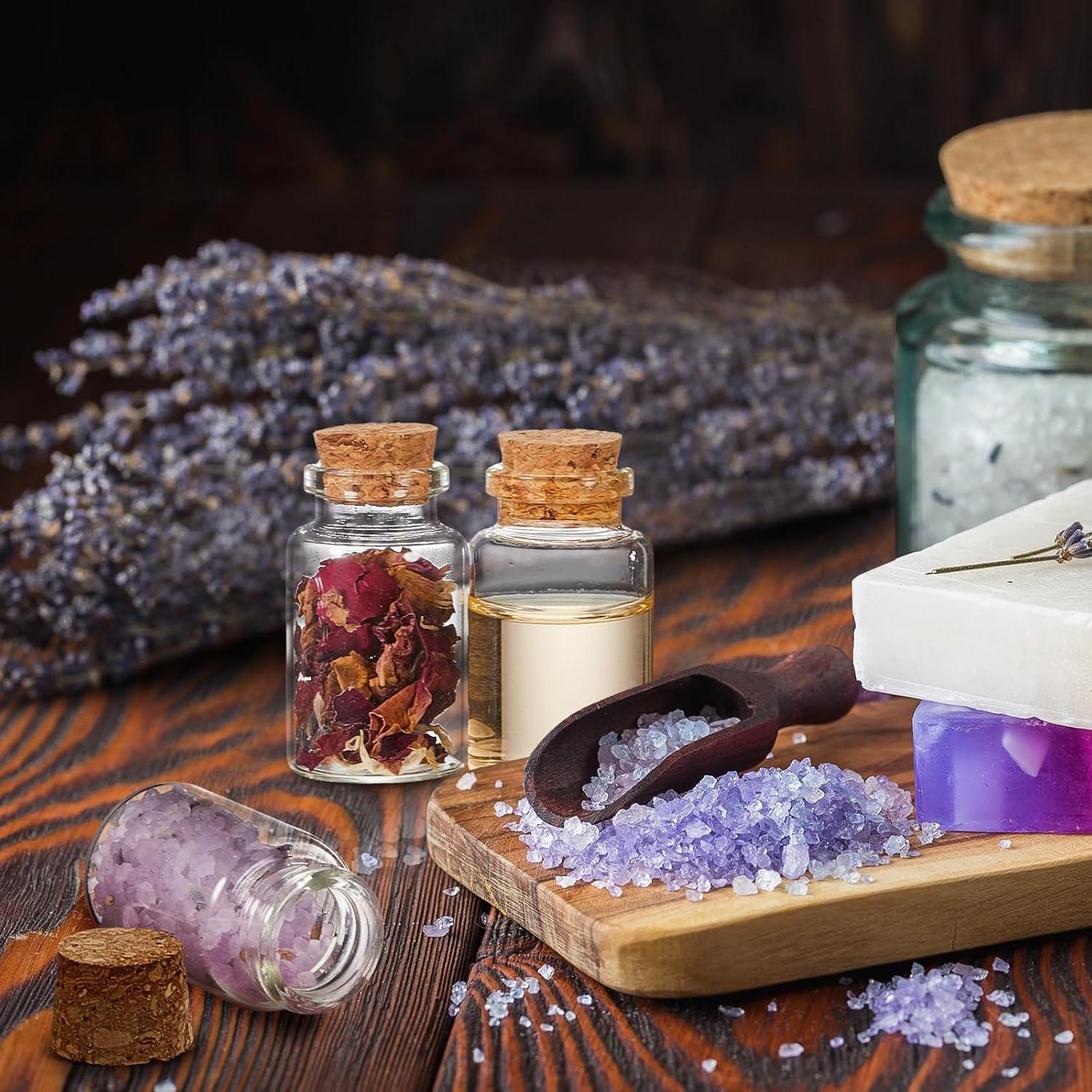 Gerrii 100 Mini Botellas de Vidrio 20ml con Tapones de Madera