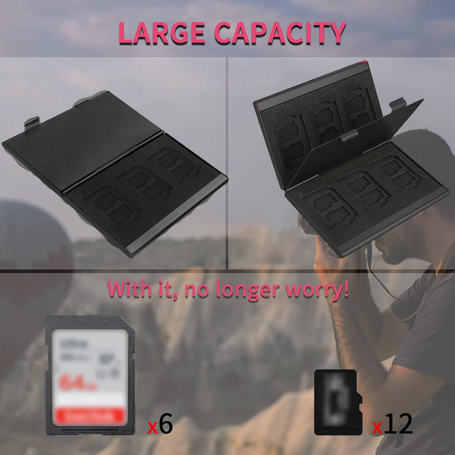 Estuche para Tarjetas SD y TF LAVILI - Aluminio Negro, 6SD+12TF