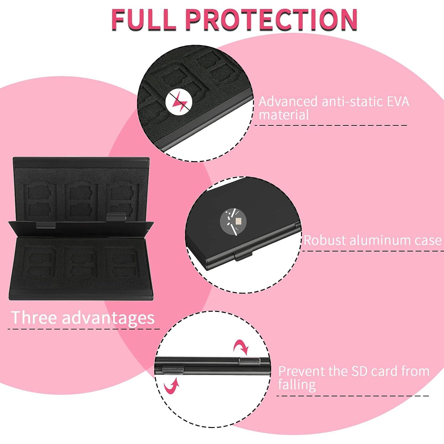 Estuche para Tarjetas SD y TF LAVILI - Aluminio Negro, 6SD+12TF