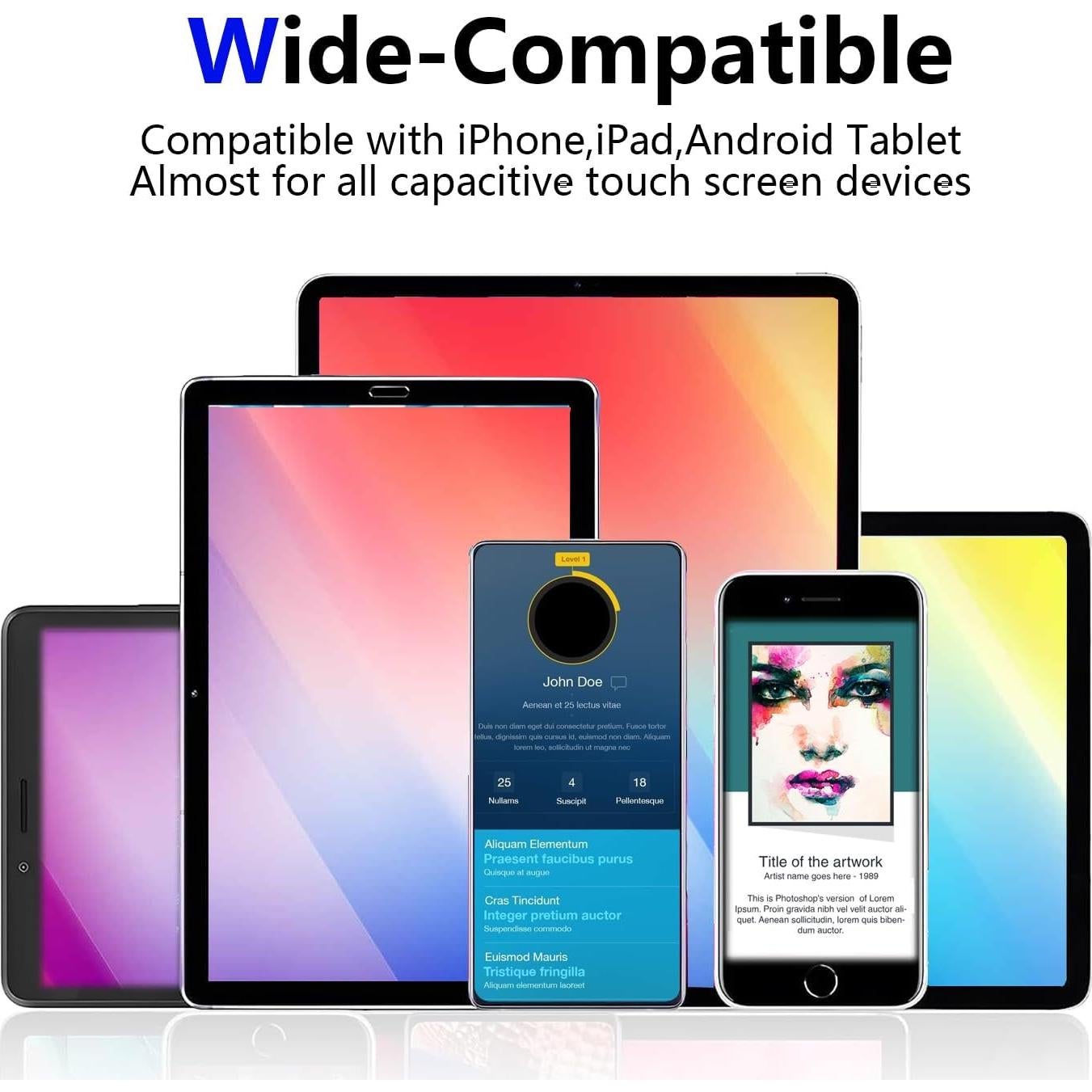 Lápiz Estilográfico Largo 185mm para Pantalla Táctil - Negro/Azul/Rosa/Púrpura