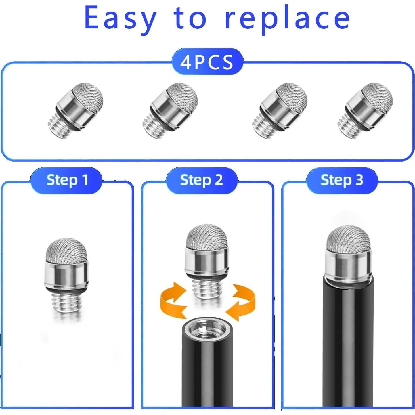 Lápiz Estilográfico Largo 185mm para Pantalla Táctil - Negro/Azul/Rosa/Púrpura