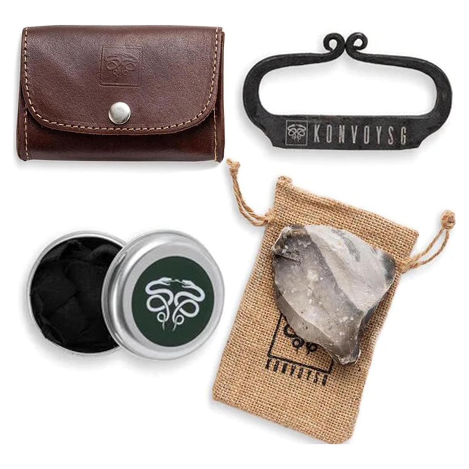 Kit de Encendedor de Fuego KonvoySG - Acero al Carbono y Pedernal