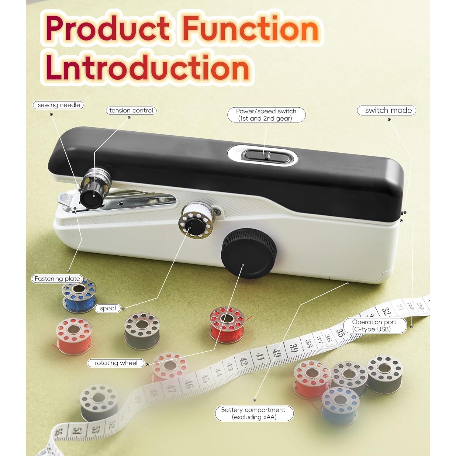 Máquina de Coser de Mano Portátil MNIFRJ - Negra, 20.6x3.6x6.4cm