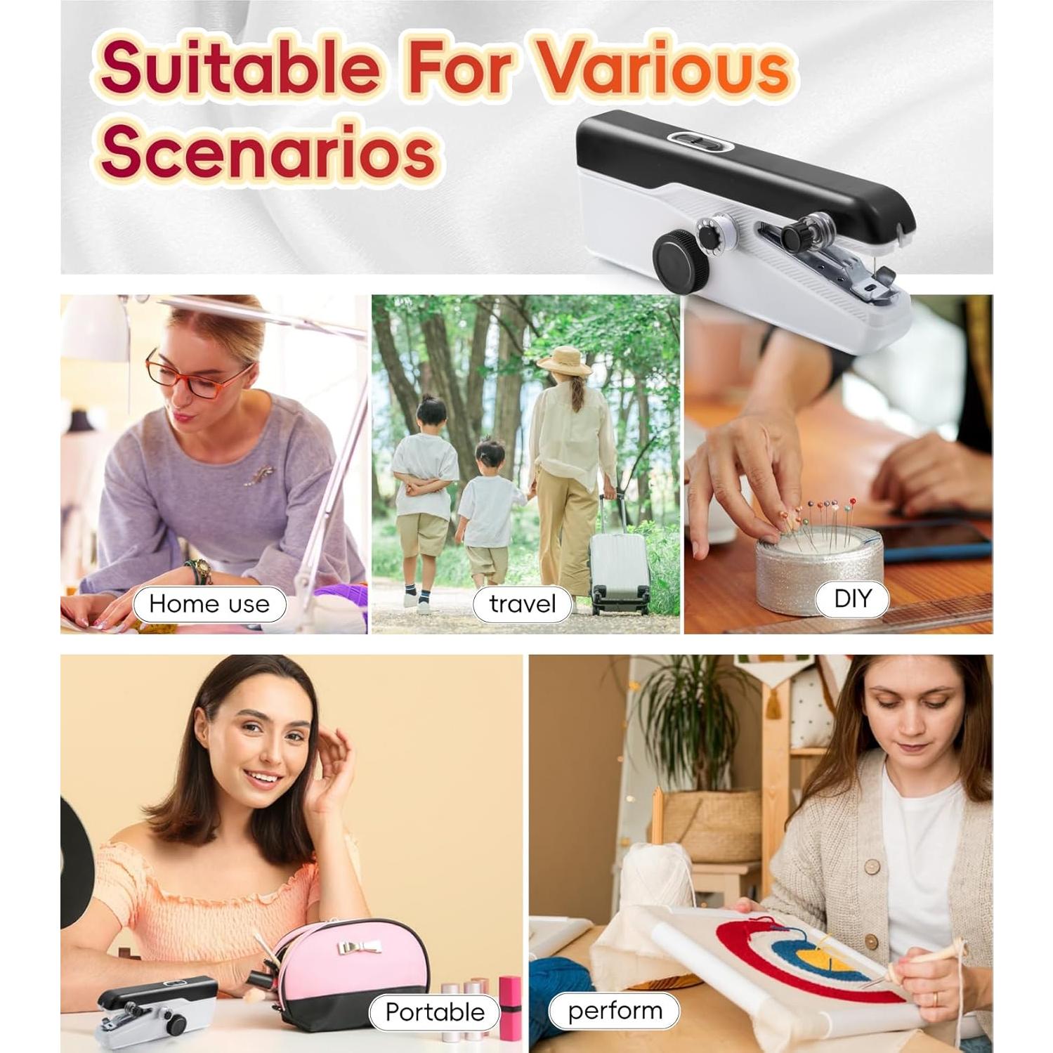 Máquina de Coser de Mano Portátil MNIFRJ - Negra, 20.6x3.6x6.4cm