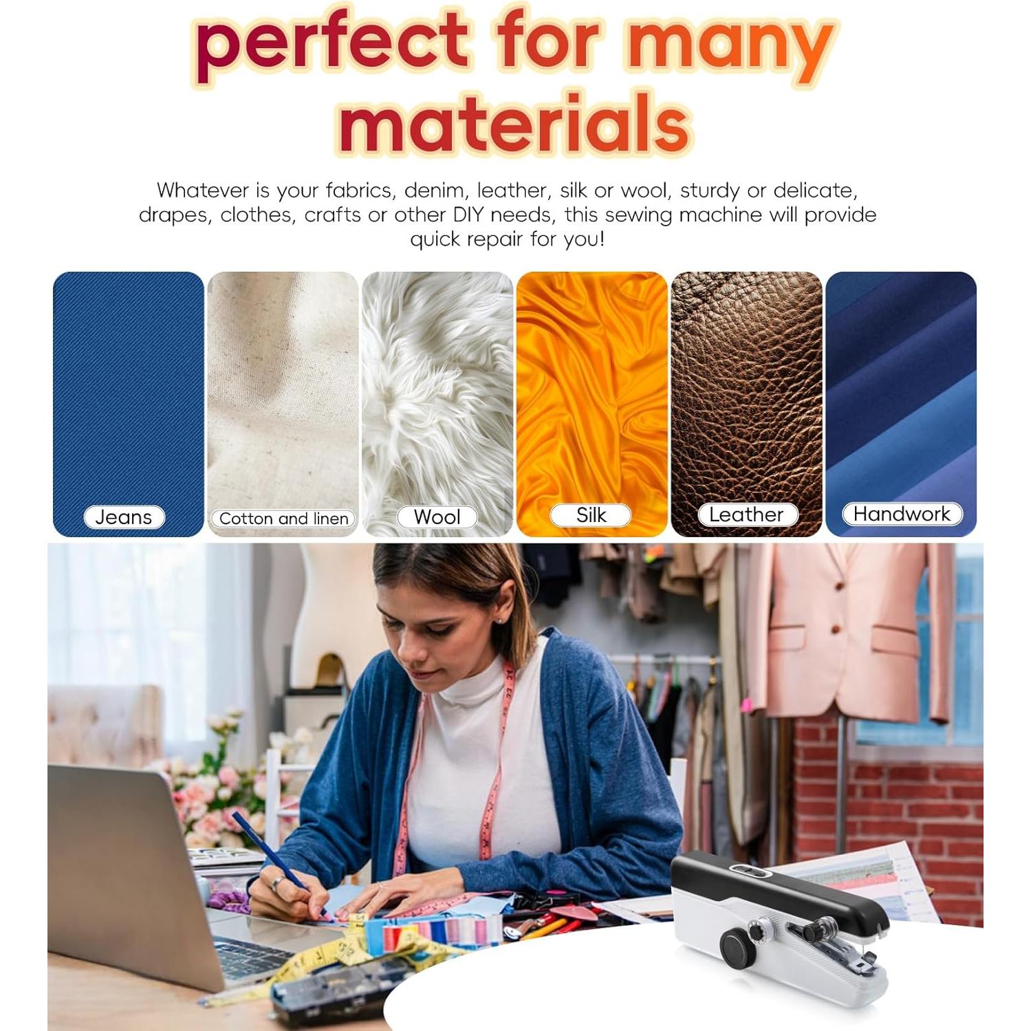 Máquina de Coser de Mano Portátil MNIFRJ - Negra, 20.6x3.6x6.4cm