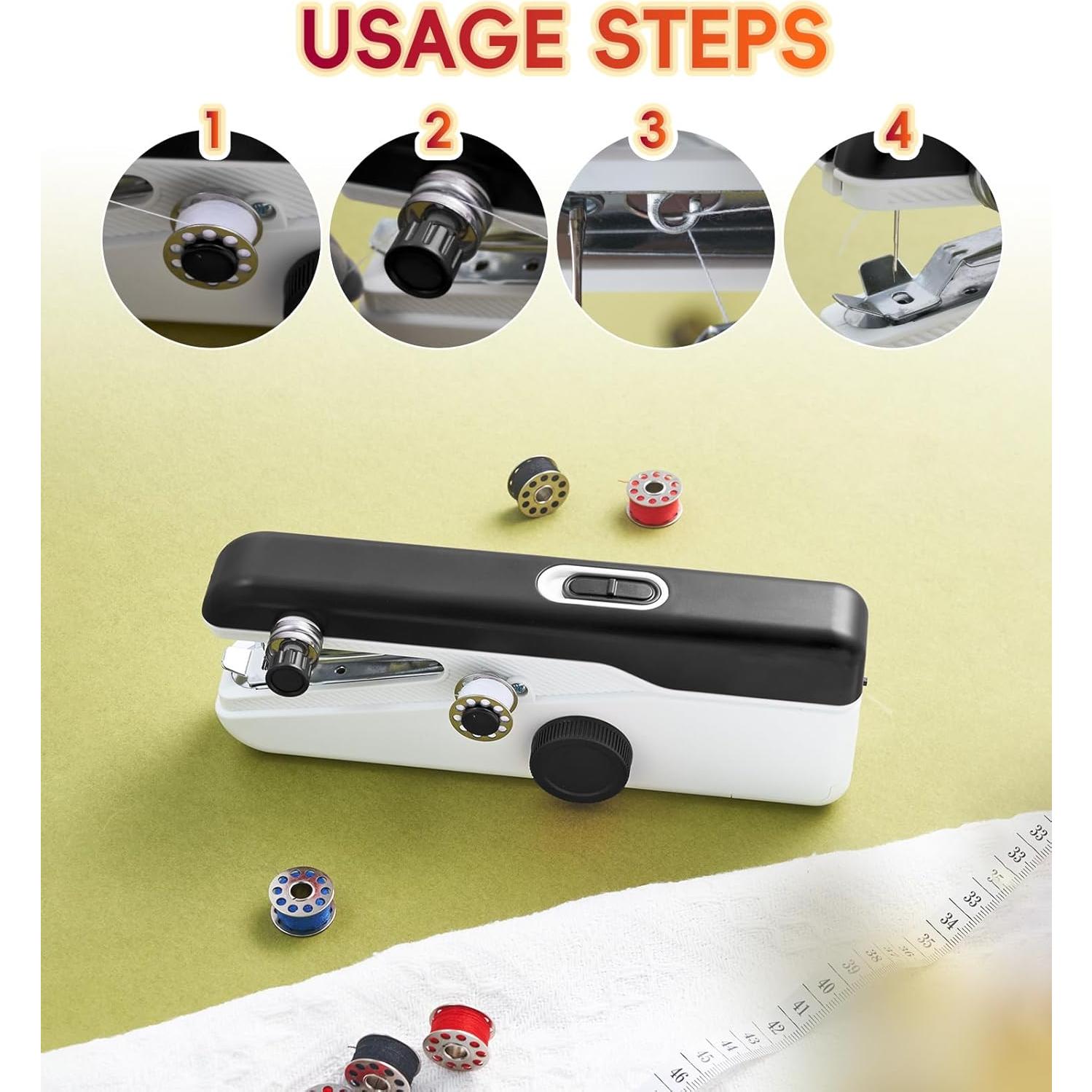 Máquina de Coser de Mano Portátil MNIFRJ - Negra, 20.6x3.6x6.4cm