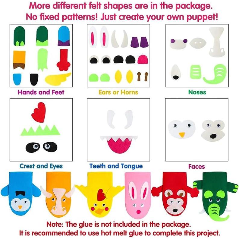 Kit de Marionetas de Mano WATINC 12 Piezas Multicolor DIY