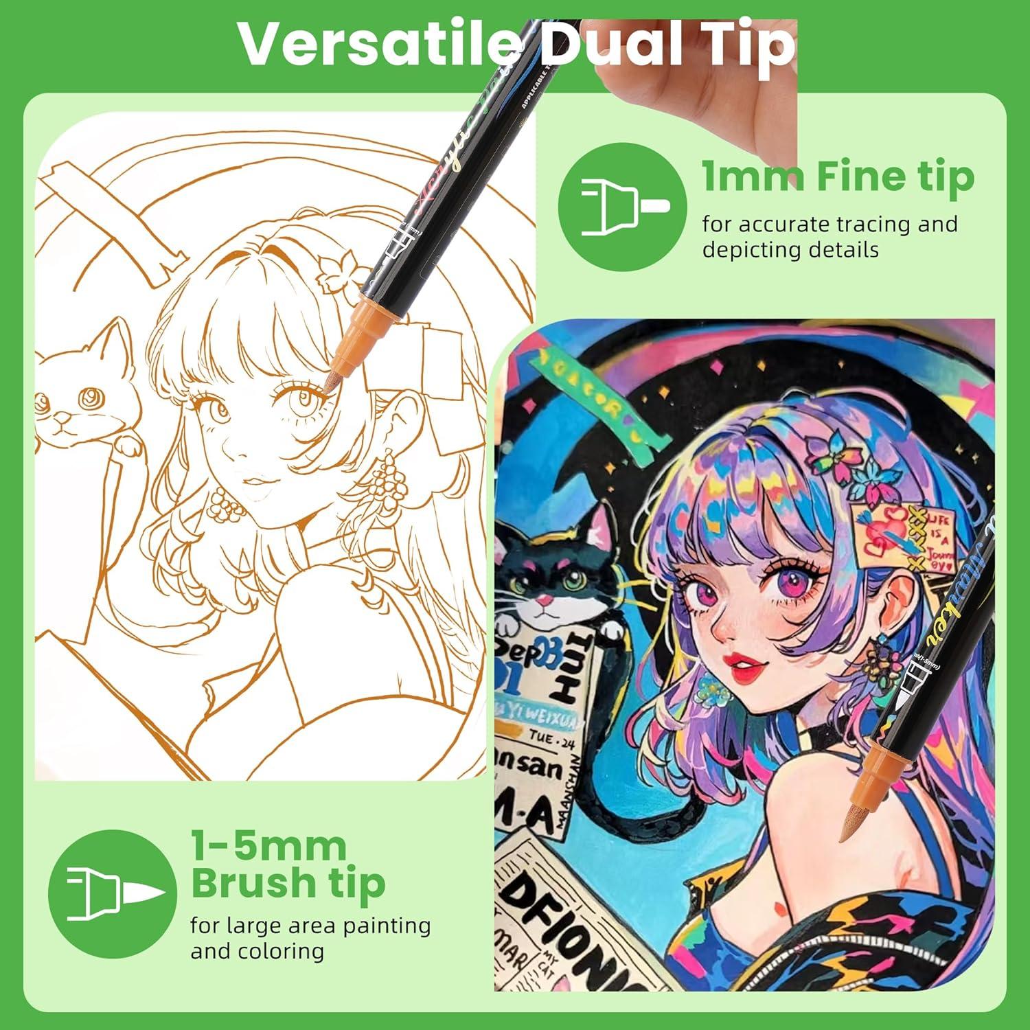 Conjunto de 120 Marcadores Acrílicos FEGLEEN Doble Punta