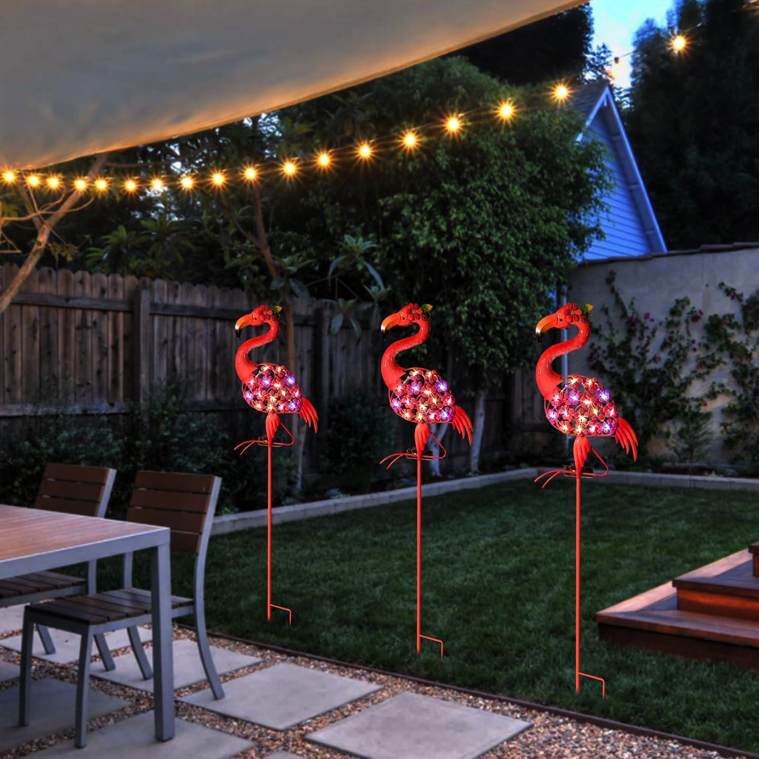 Luz Solar de Flamenco Domysmart para Jardín 109 cm LED Colores