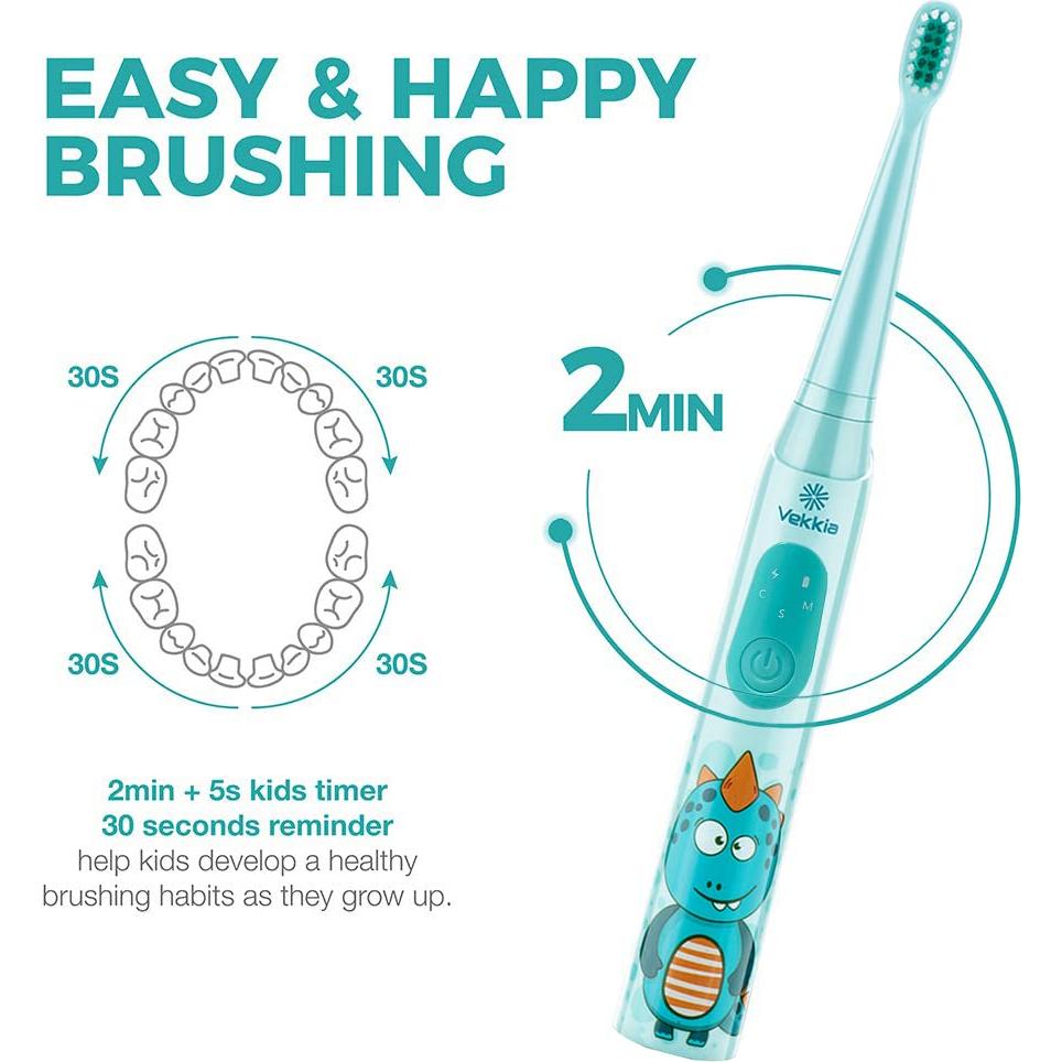Cepillo de dientes eléctrico Vekkia Sonic para niños, 3 modos, IPX7