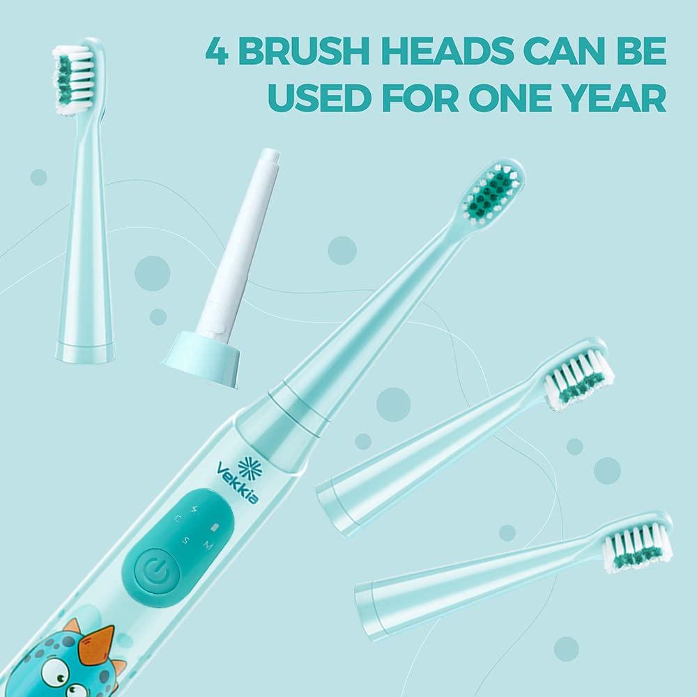 Cepillo de dientes eléctrico Vekkia Sonic para niños, 3 modos, IPX7