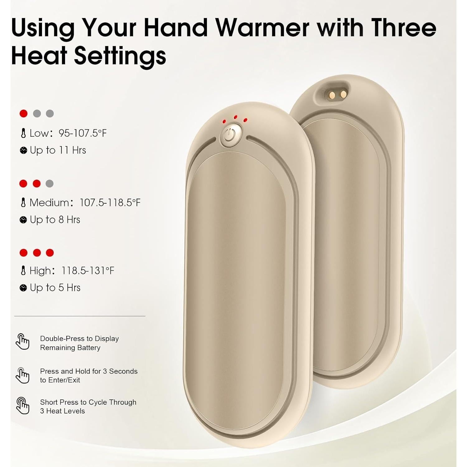 Calentadores de Manos Recargables WarmEmbrace 2 Piezas 10000mAh