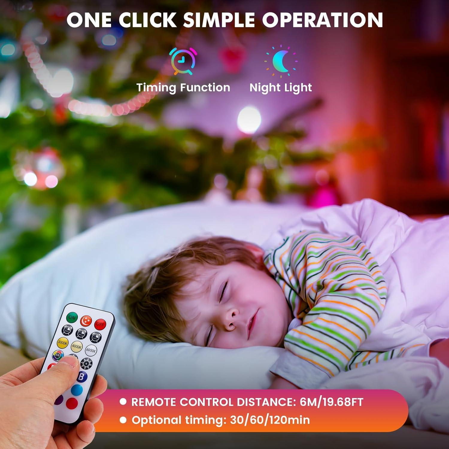 Bombillas LED recargables BOBOPAI E26 RGB 8W 2 Paquetes