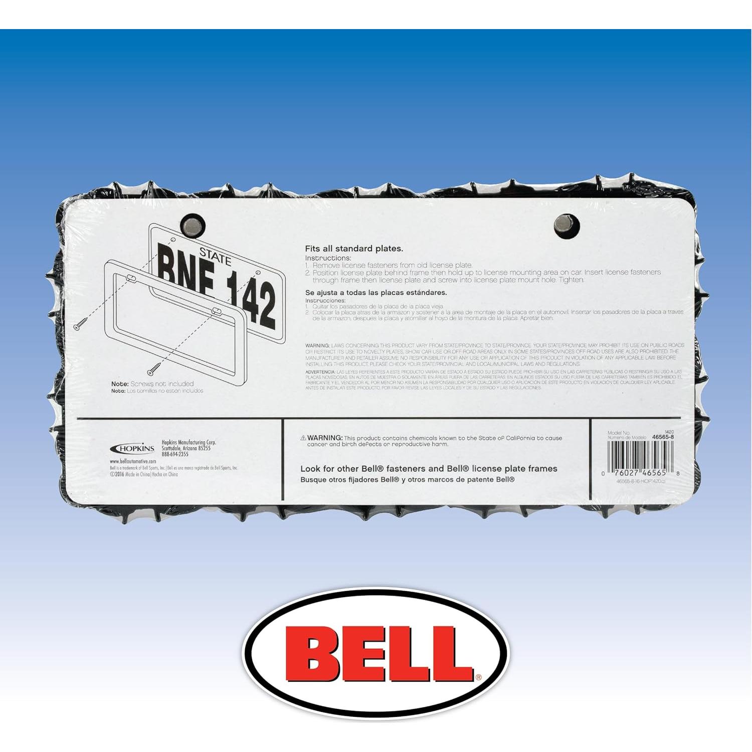 Marco de Placa de Licencia Bell Automotive Alambre de Púas Negro